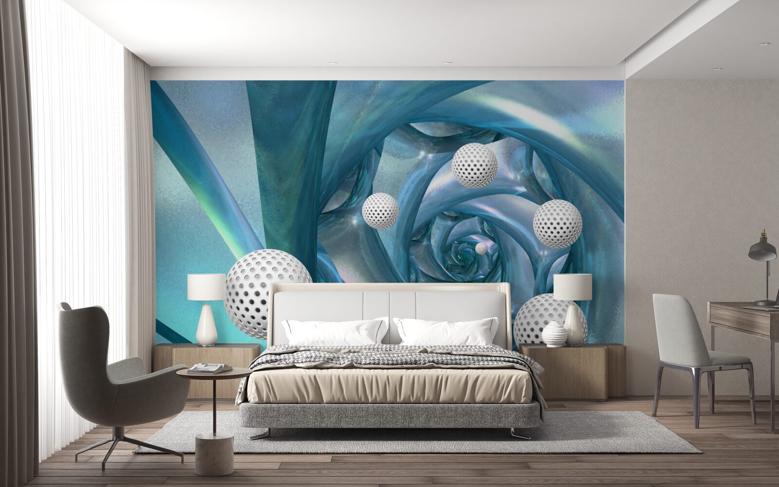 Fototapeta pri absencii gravitácie sú gule biele