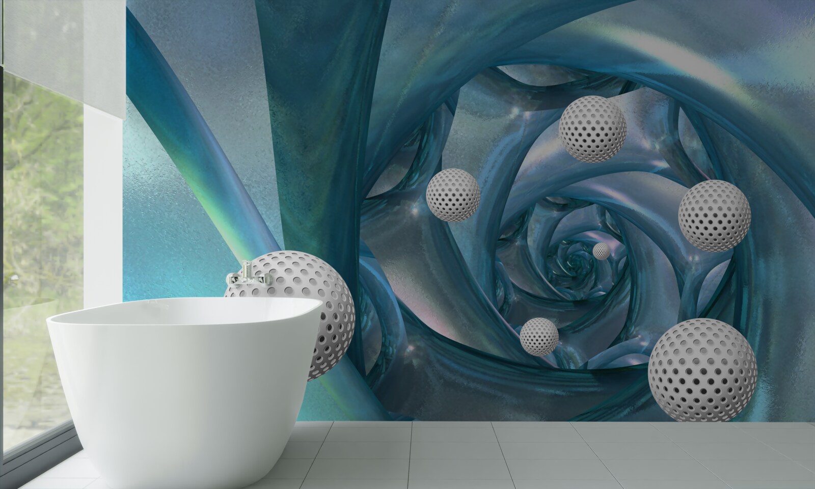 Fototapeta pri absencii gravitácie sú gule biele