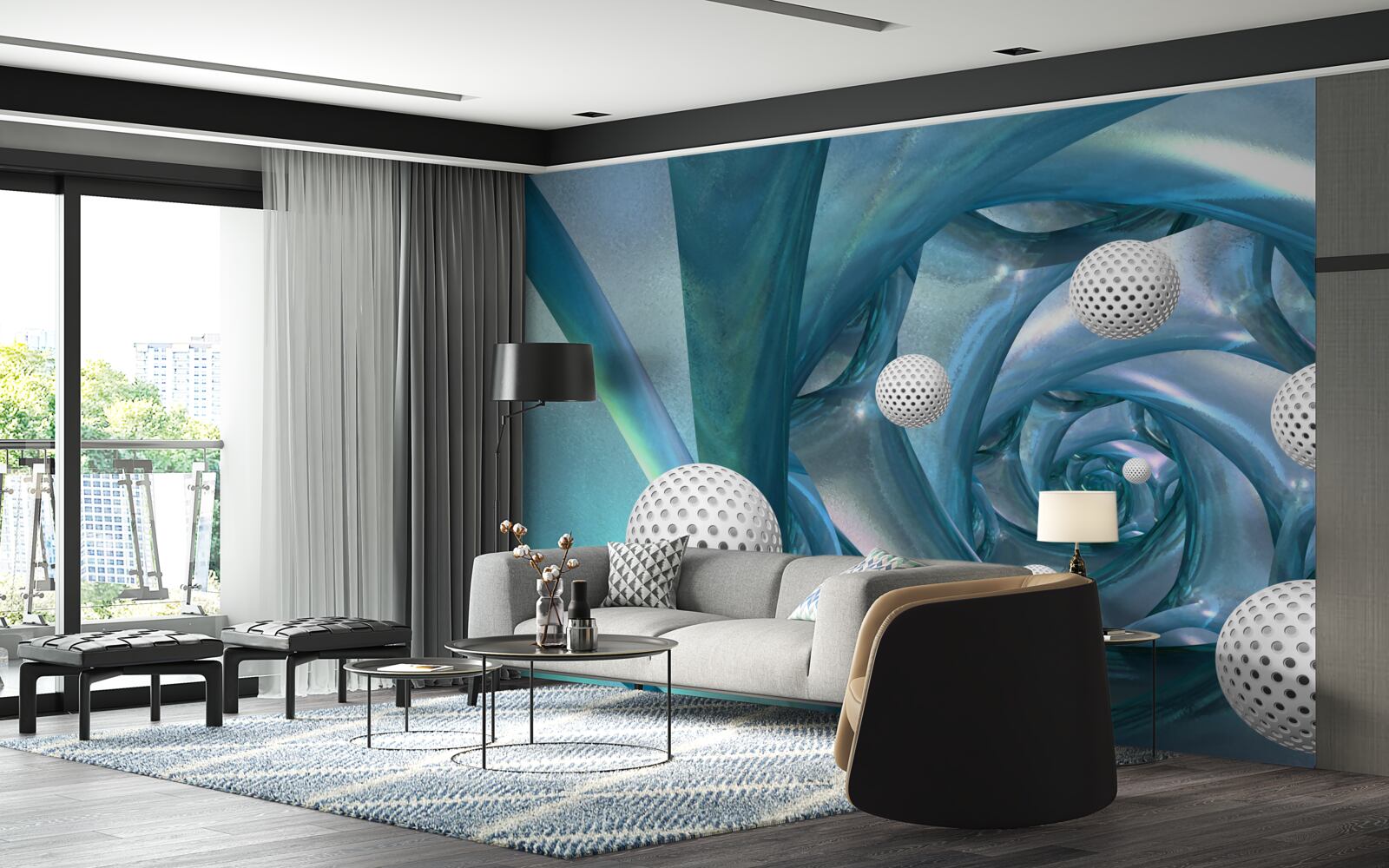 Fototapeta pri absencii gravitácie sú gule biele