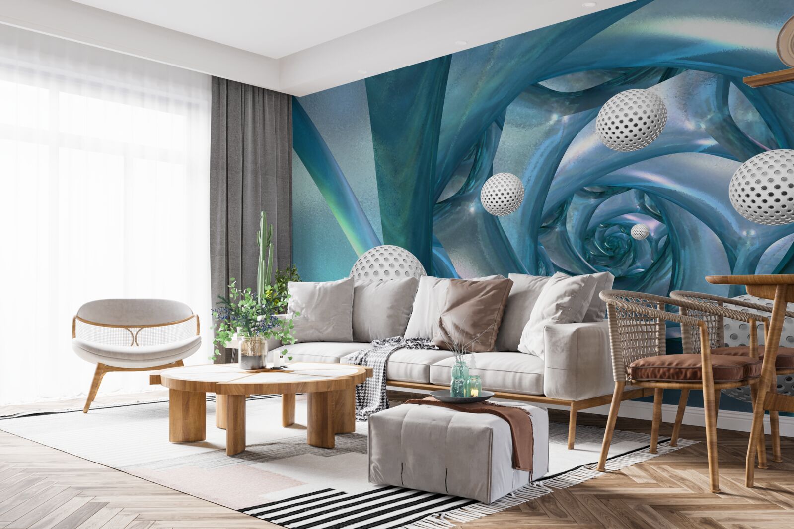 Fototapeta pri absencii gravitácie sú gule biele