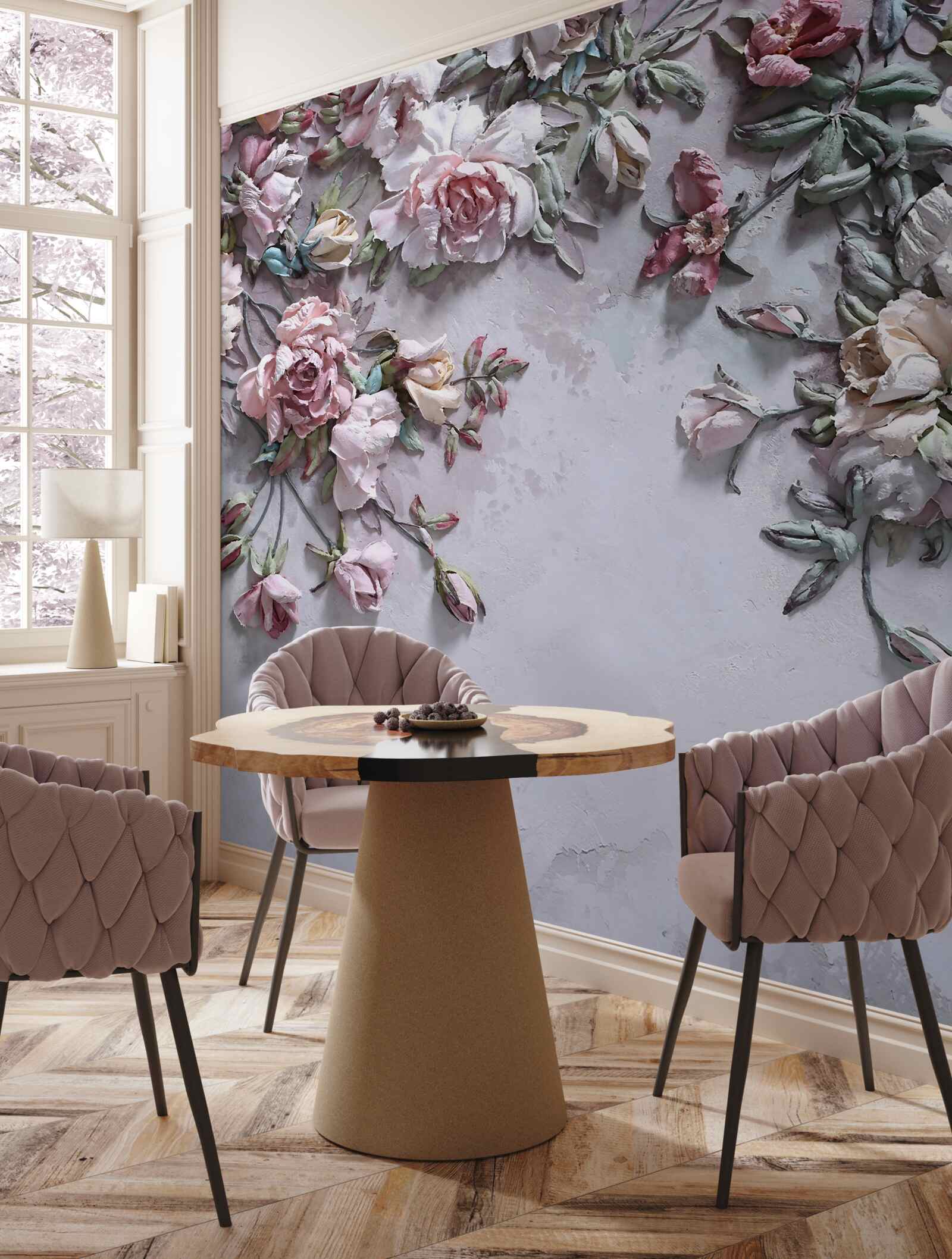 Fototapeta kvety rozvíjajúce sa v hmlistom úsvite