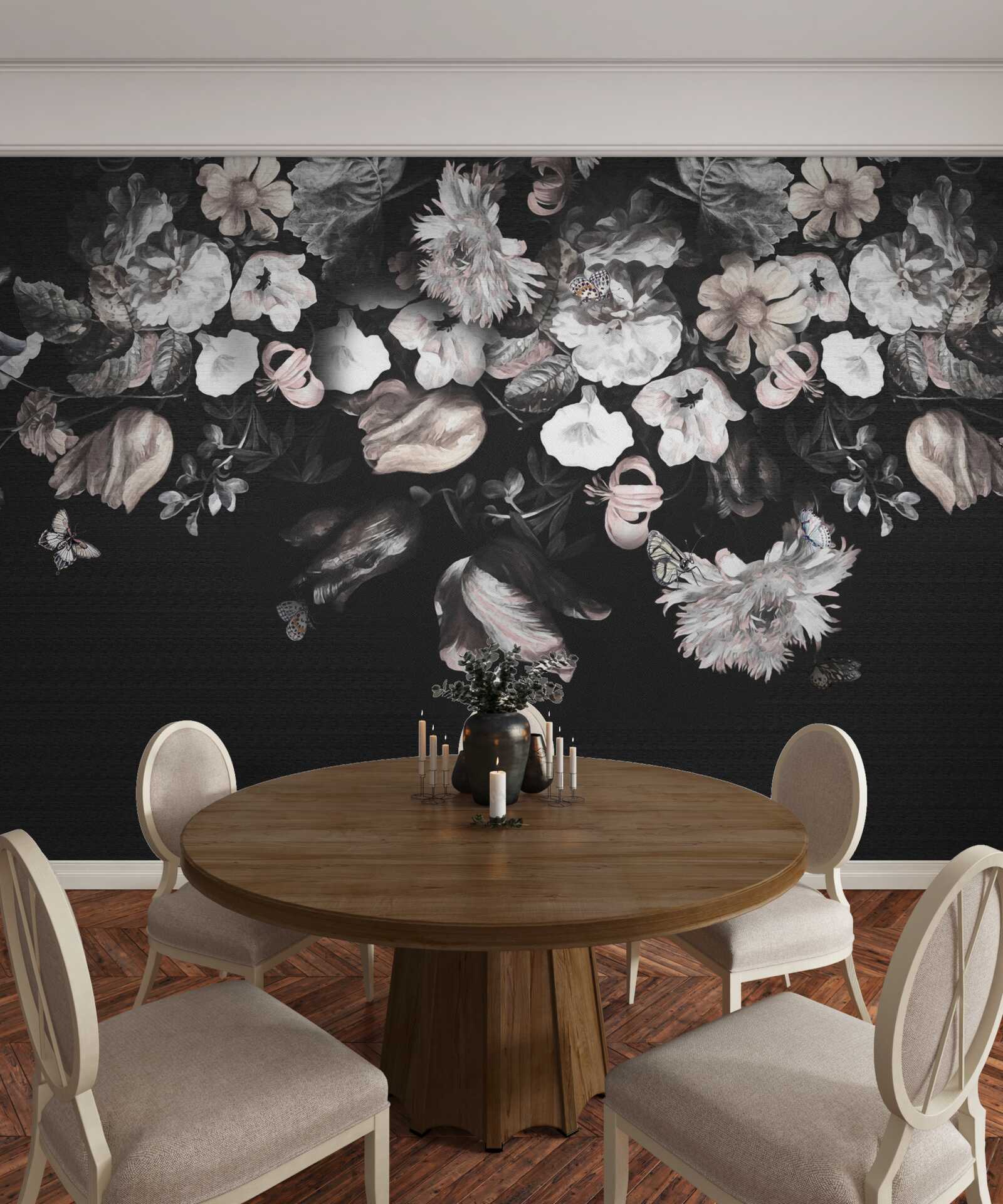 Fototapeta biele puky na tmavom pozadí