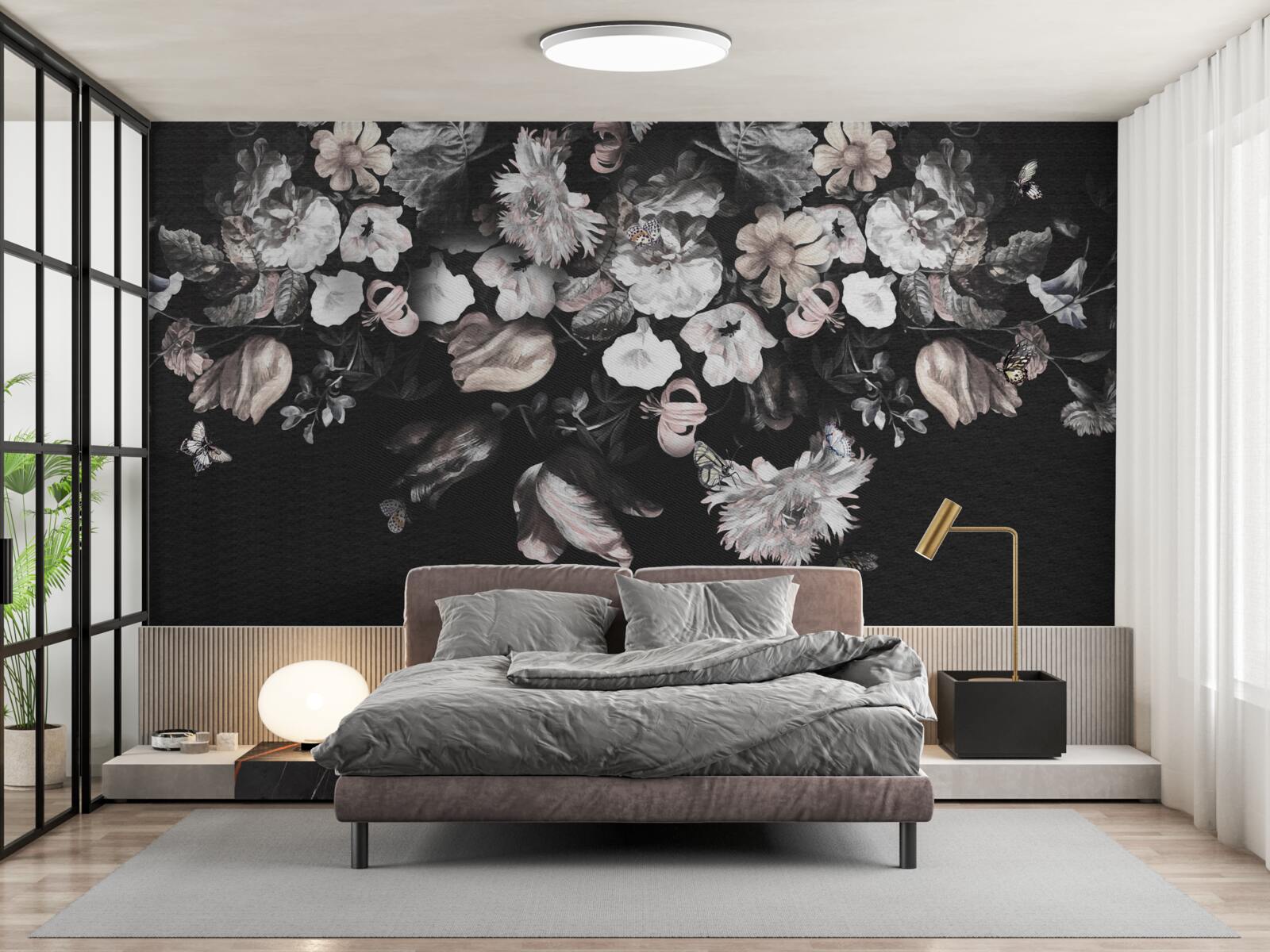 Fototapeta biele puky na tmavom pozadí