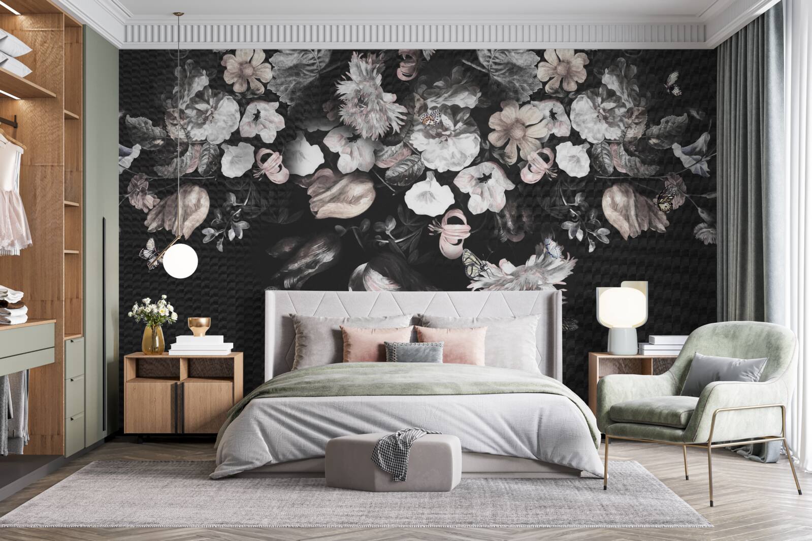 Fototapeta biele puky na tmavom pozadí