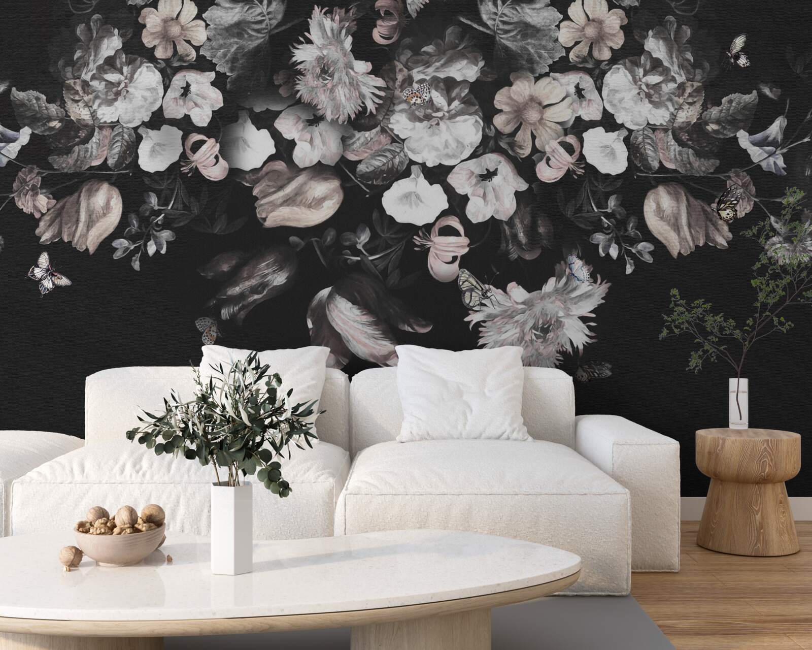 Fototapeta biele puky na tmavom pozadí