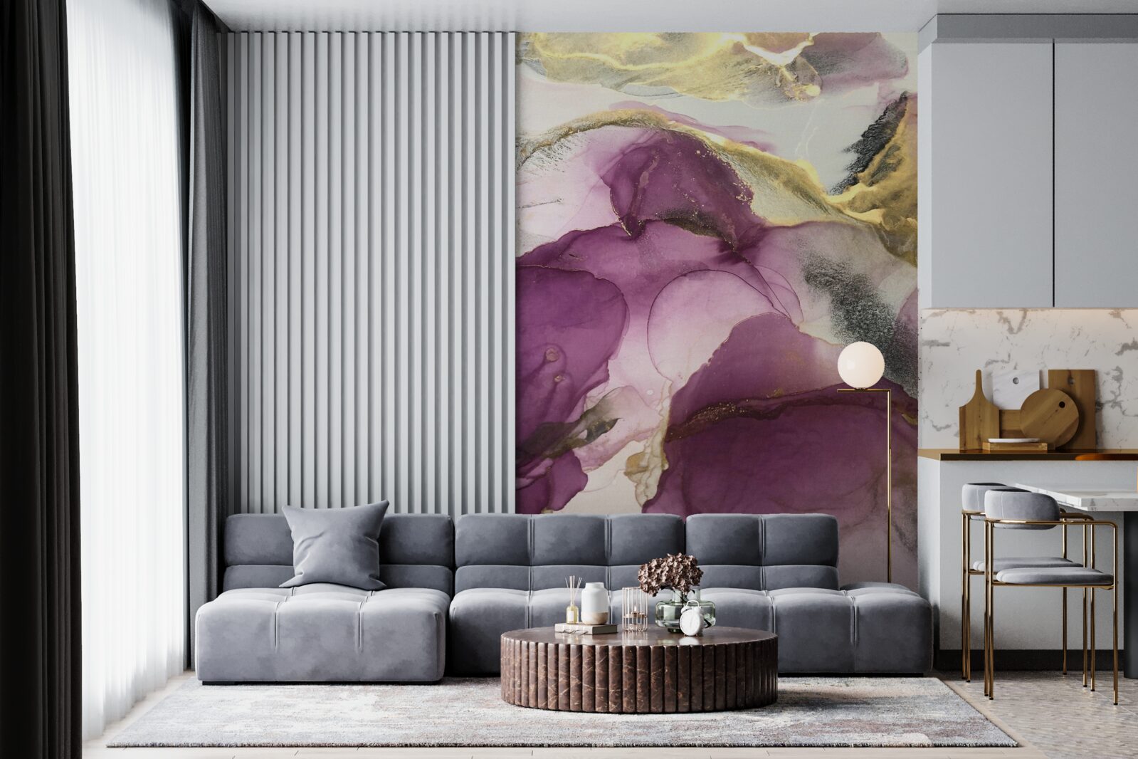 Fototapeta abstrakcia v podobe vtákov na fialových listoch