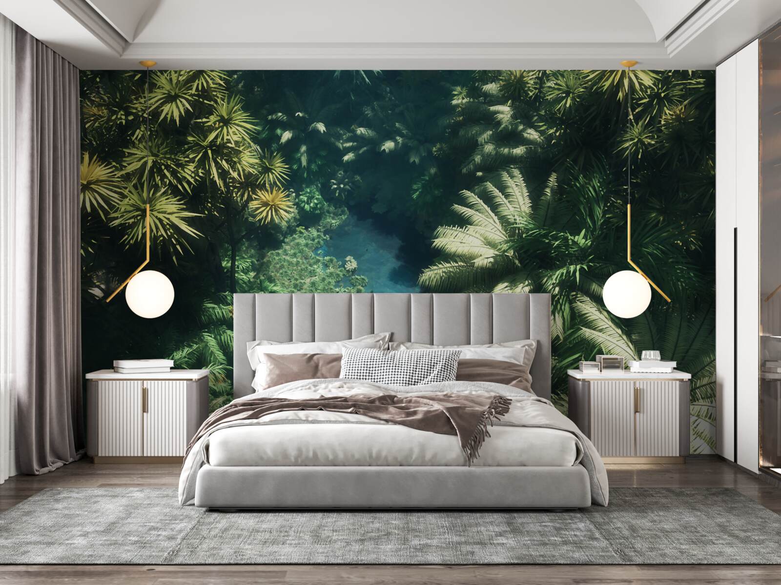 Fototapeta nočná obloha s tropickými rastlinami