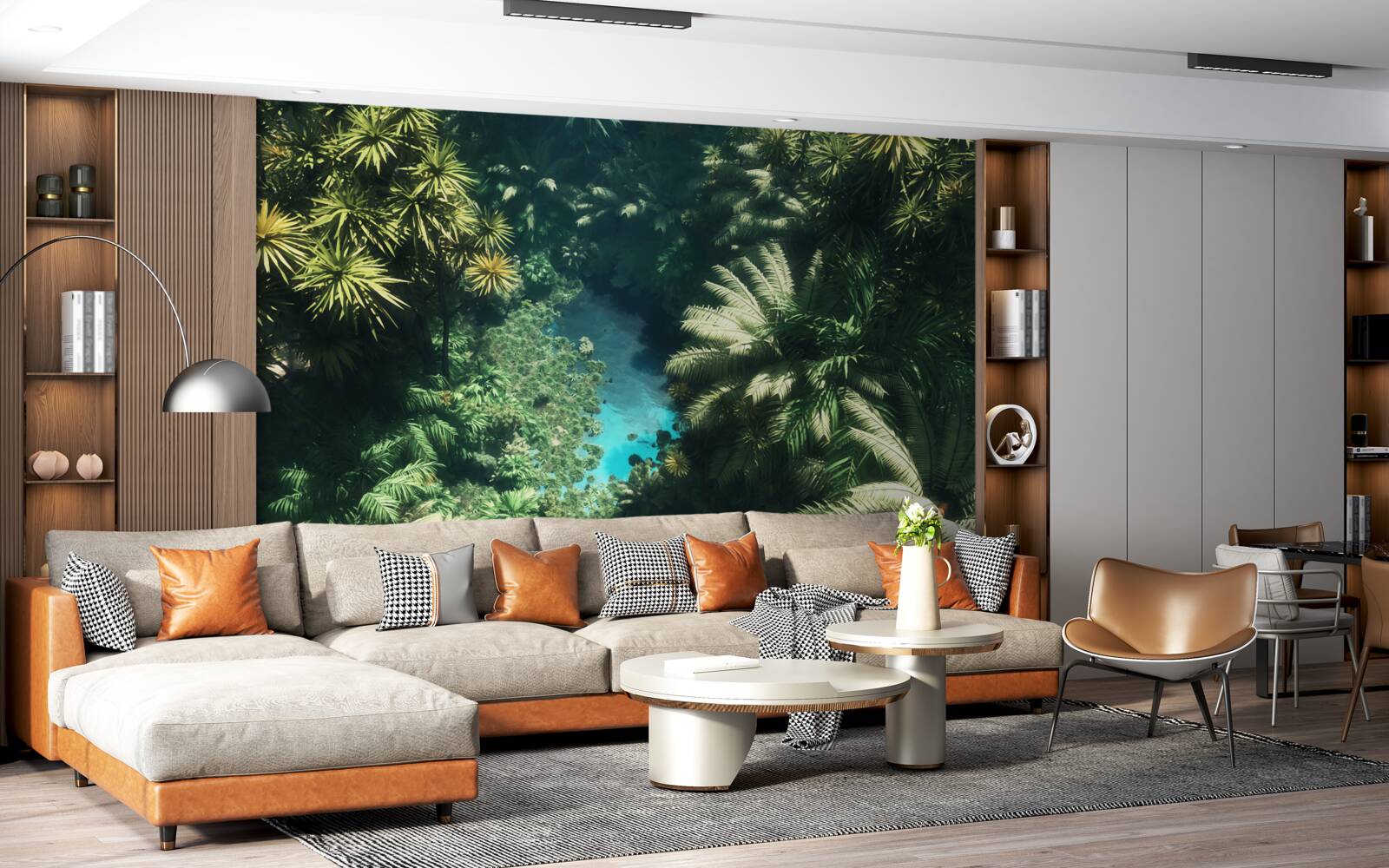 Fototapeta nočná obloha s tropickými rastlinami