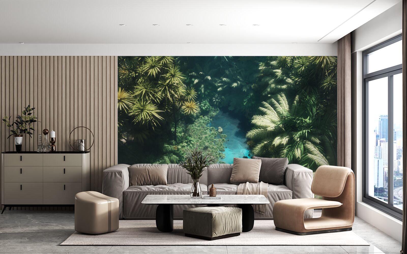 Fototapeta nočná obloha s tropickými rastlinami