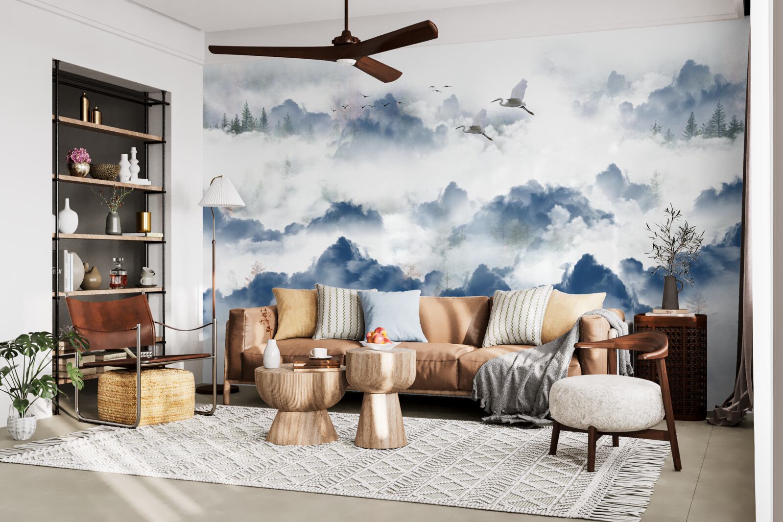 Fototapeta ponad hmlisté štíty pohorí prelietavajú pernaté tvory