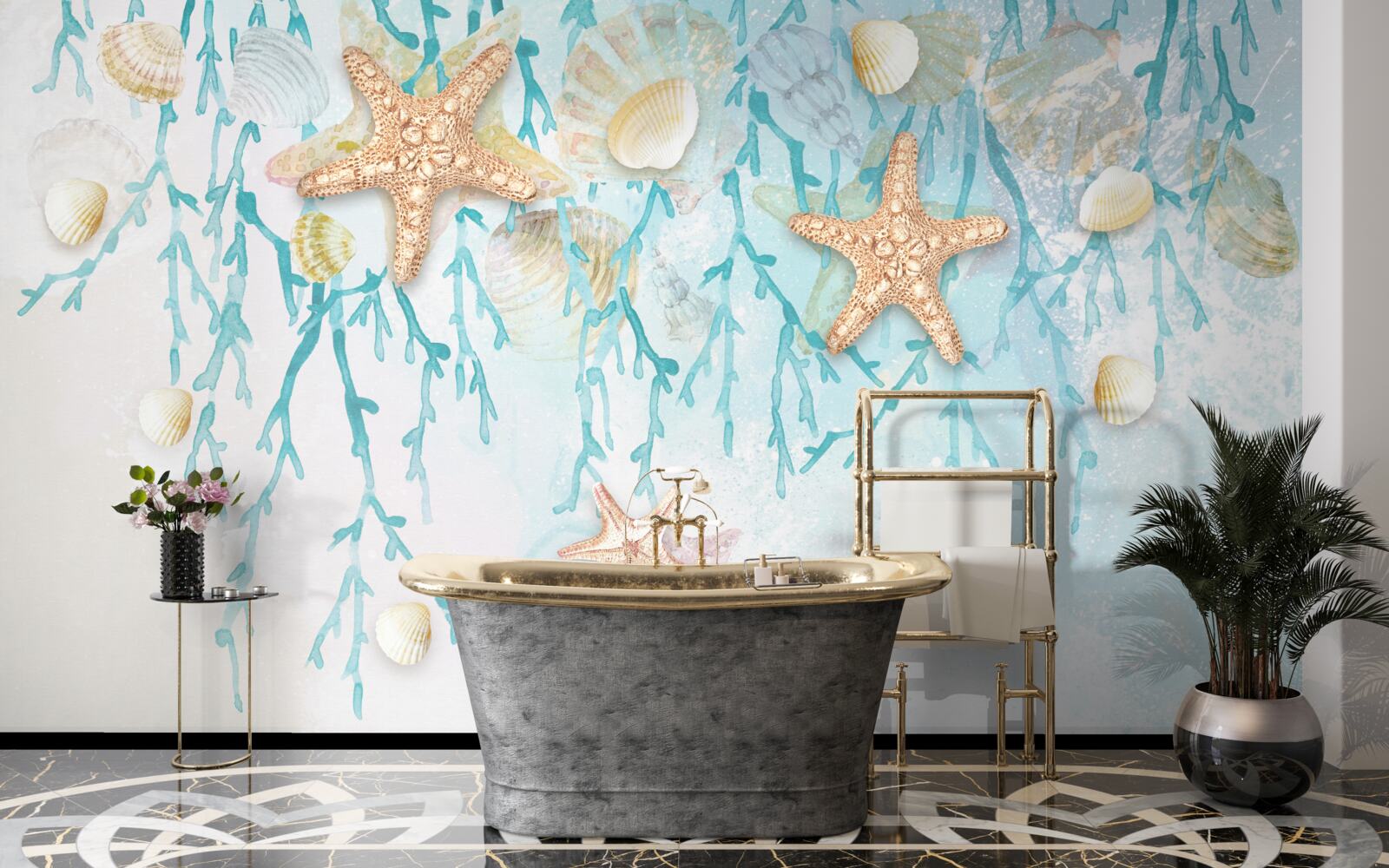 Fototapeta hviezdna obloha a morské pobrežie