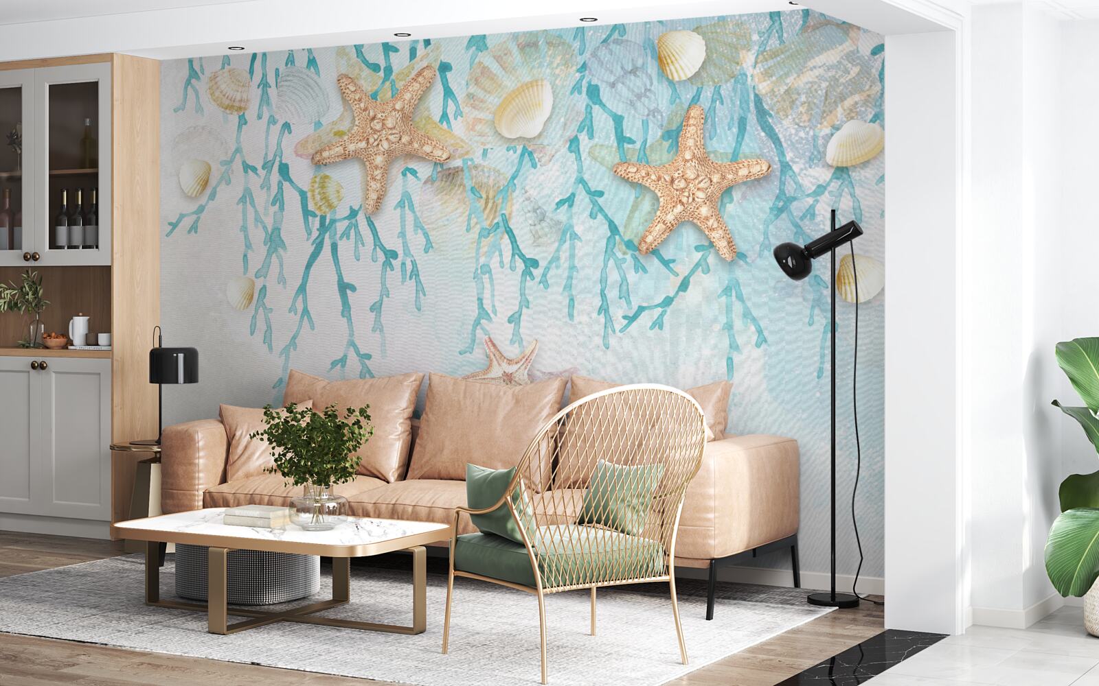 Fototapeta hviezdna obloha a morské pobrežie