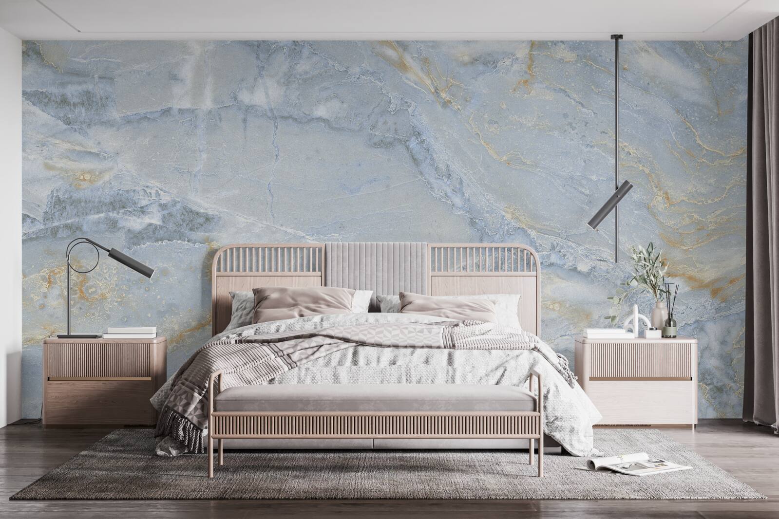 Fototapeta šedo-čierne vlny so zlatými obrysmi