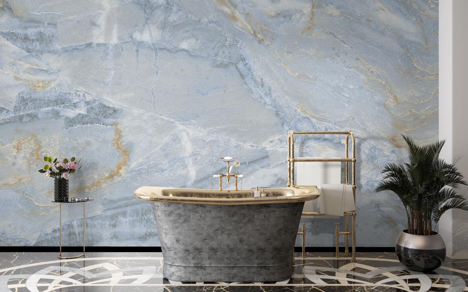 Fototapeta šedo-čierne vlny so zlatými obrysmi