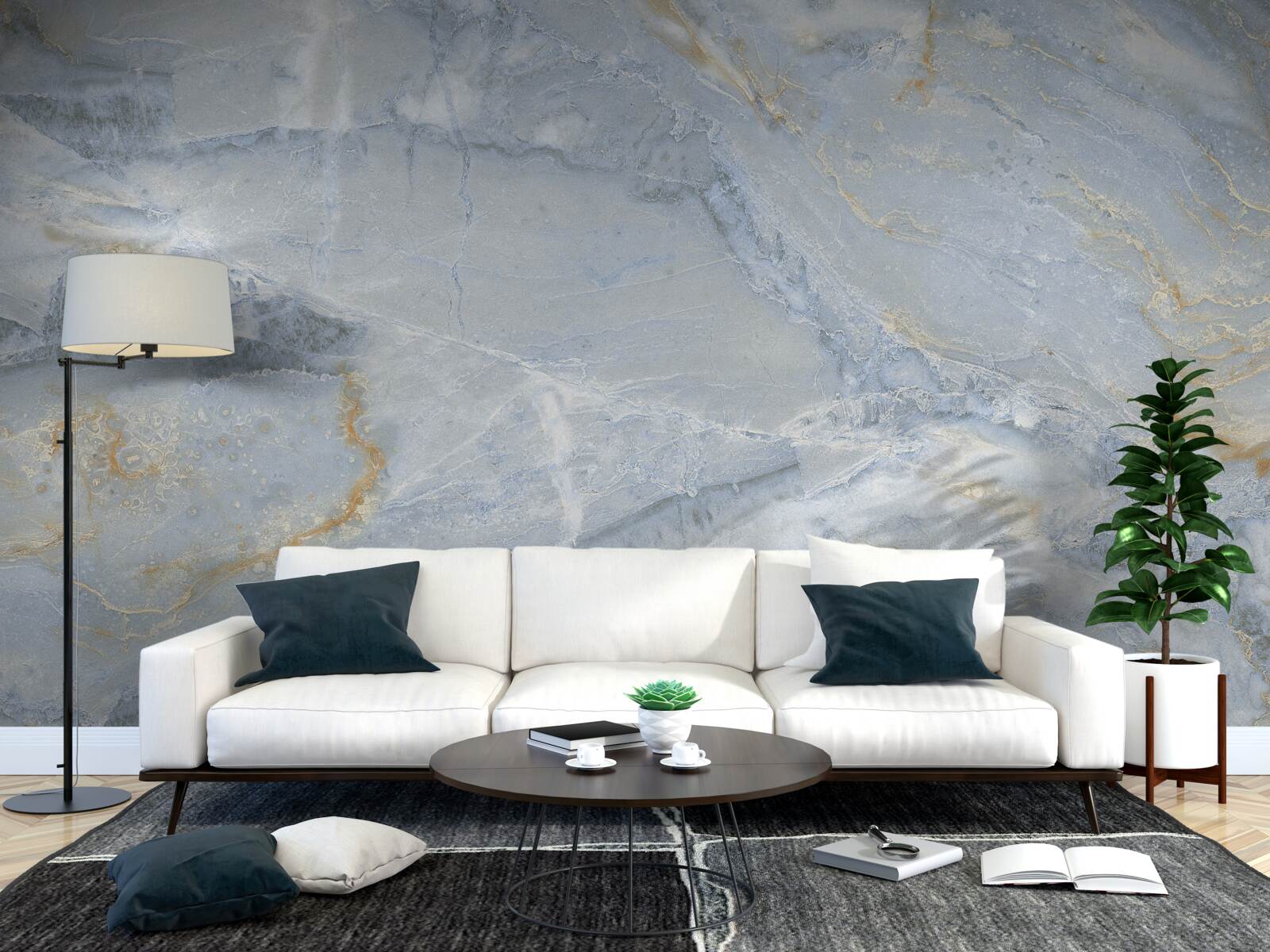 Fototapeta šedo-čierne vlny so zlatými obrysmi