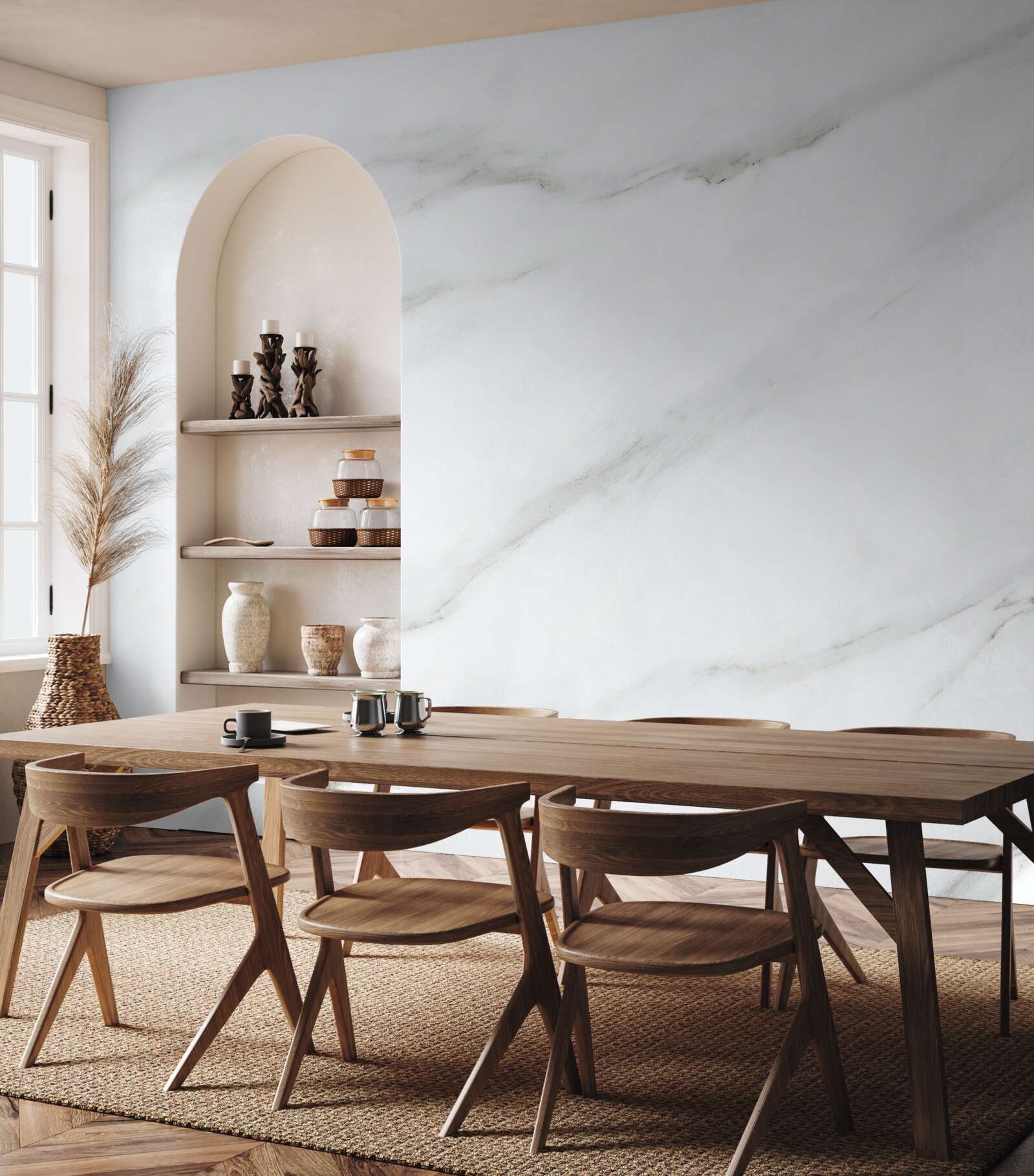 Fototapeta Snehovo biely mramor so sivými vlnitými vzormi