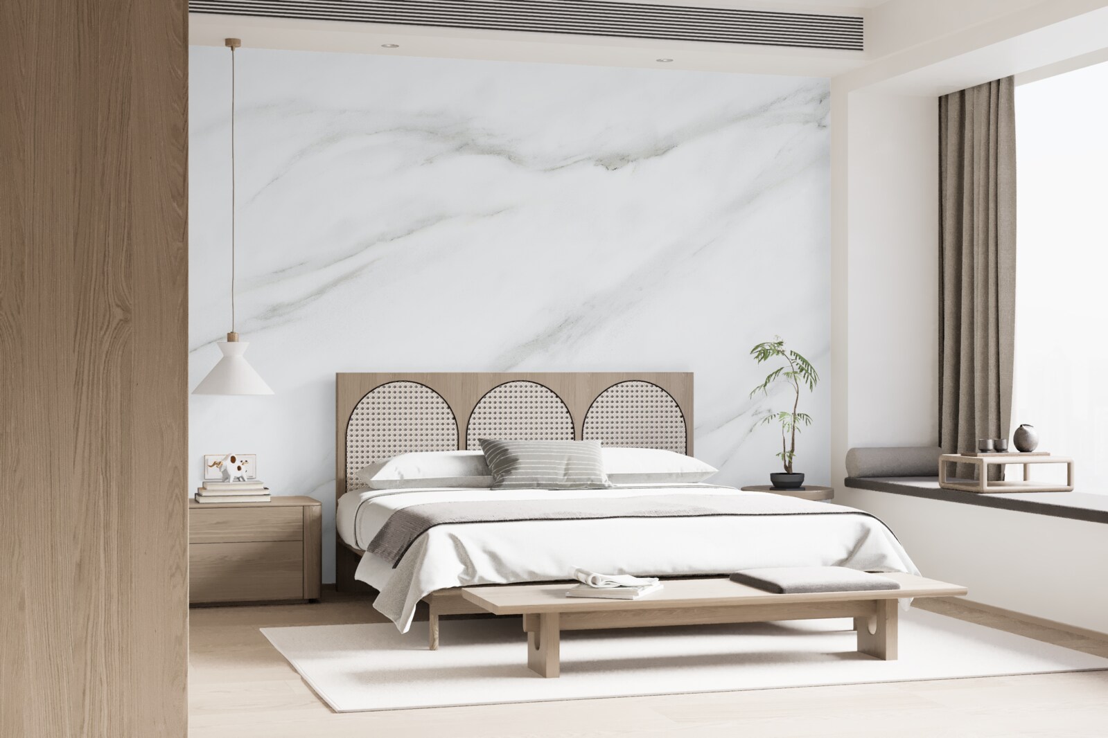 Fototapeta Snehovo biely mramor so sivými vlnitými vzormi