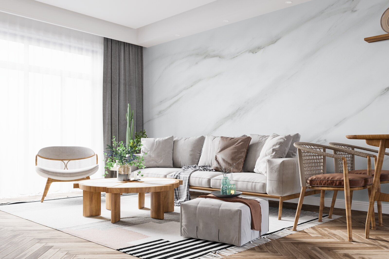 Fototapeta Snehovo biely mramor so sivými vlnitými vzormi