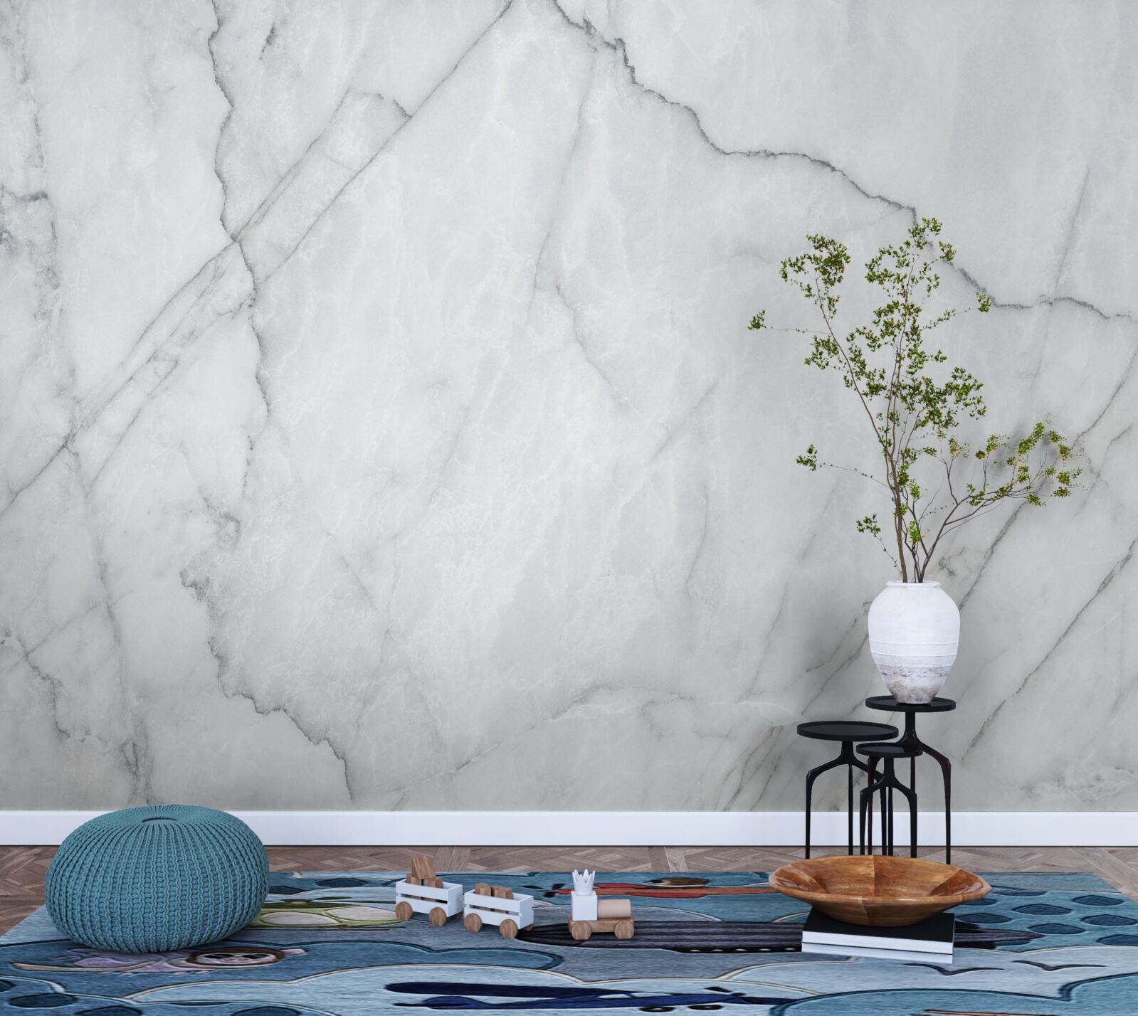 Fototapeta sivý mramor s čiernymi vložkami