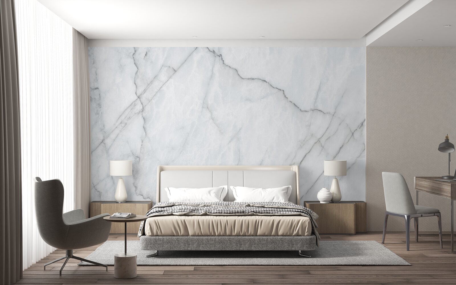 Fototapeta sivý mramor s čiernymi vložkami