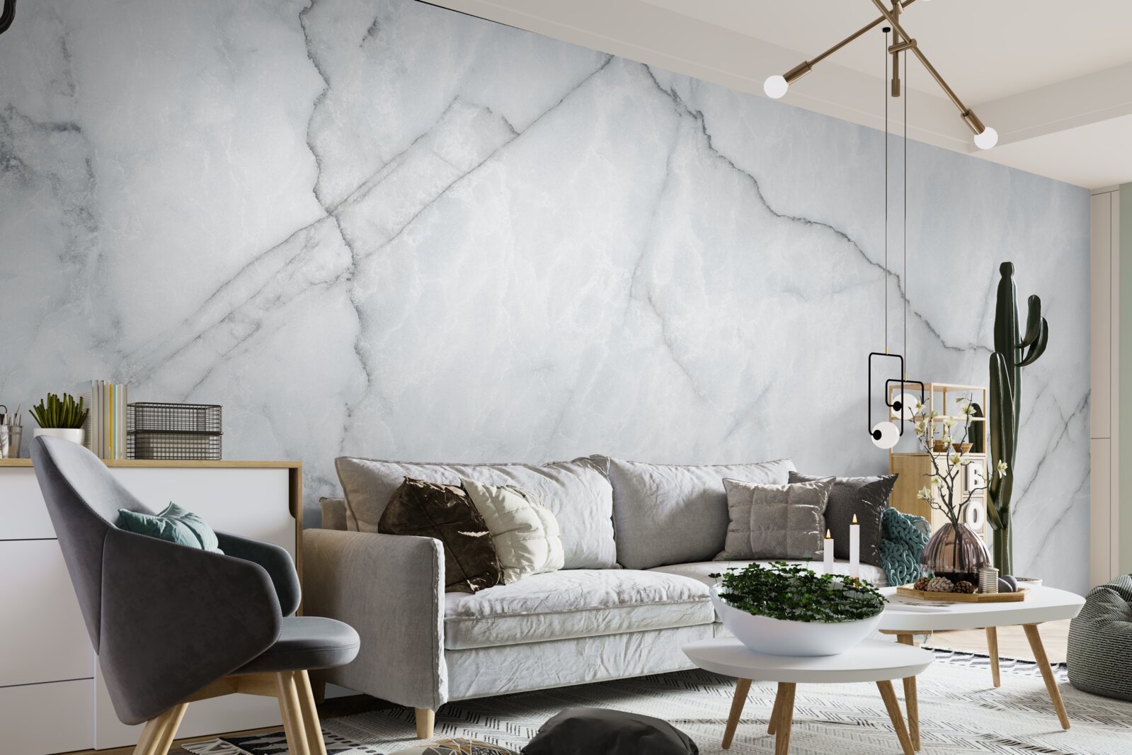 Fototapeta sivý mramor s čiernymi vložkami