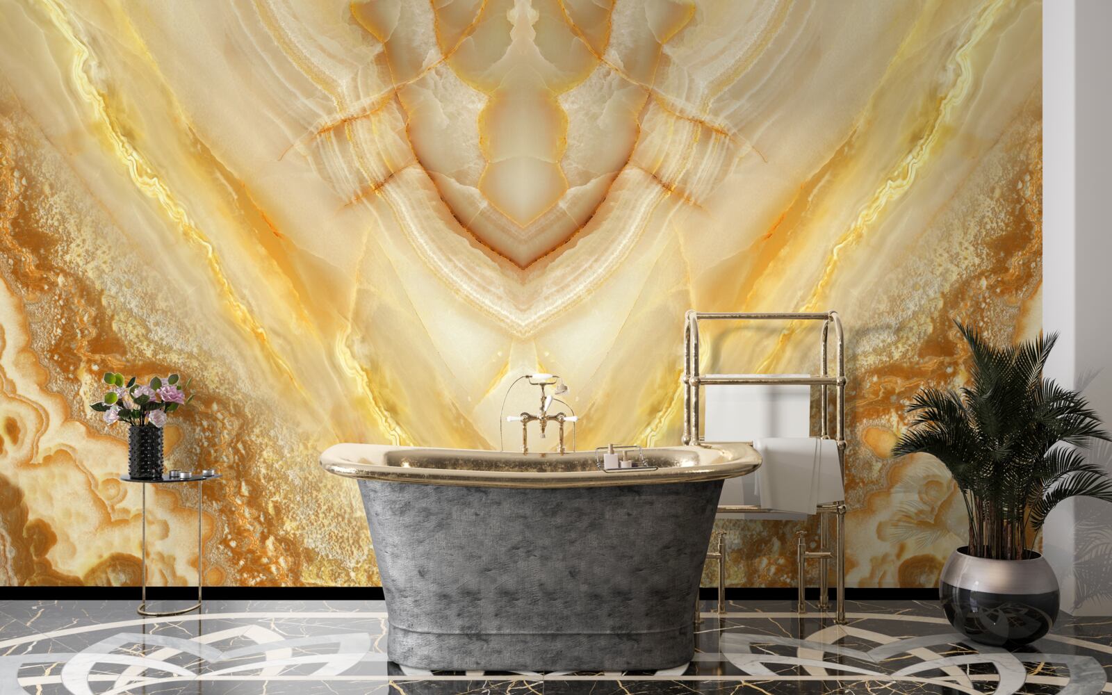 Fototapeta plátok jantáru na mramorovom pozadí