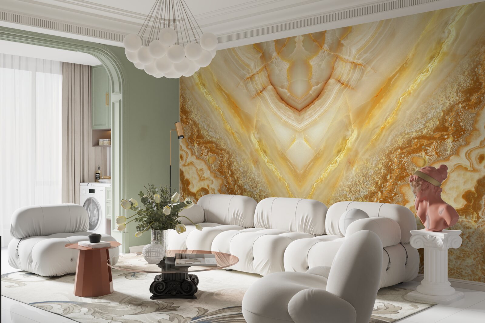 Fototapeta plátok jantáru na mramorovom pozadí