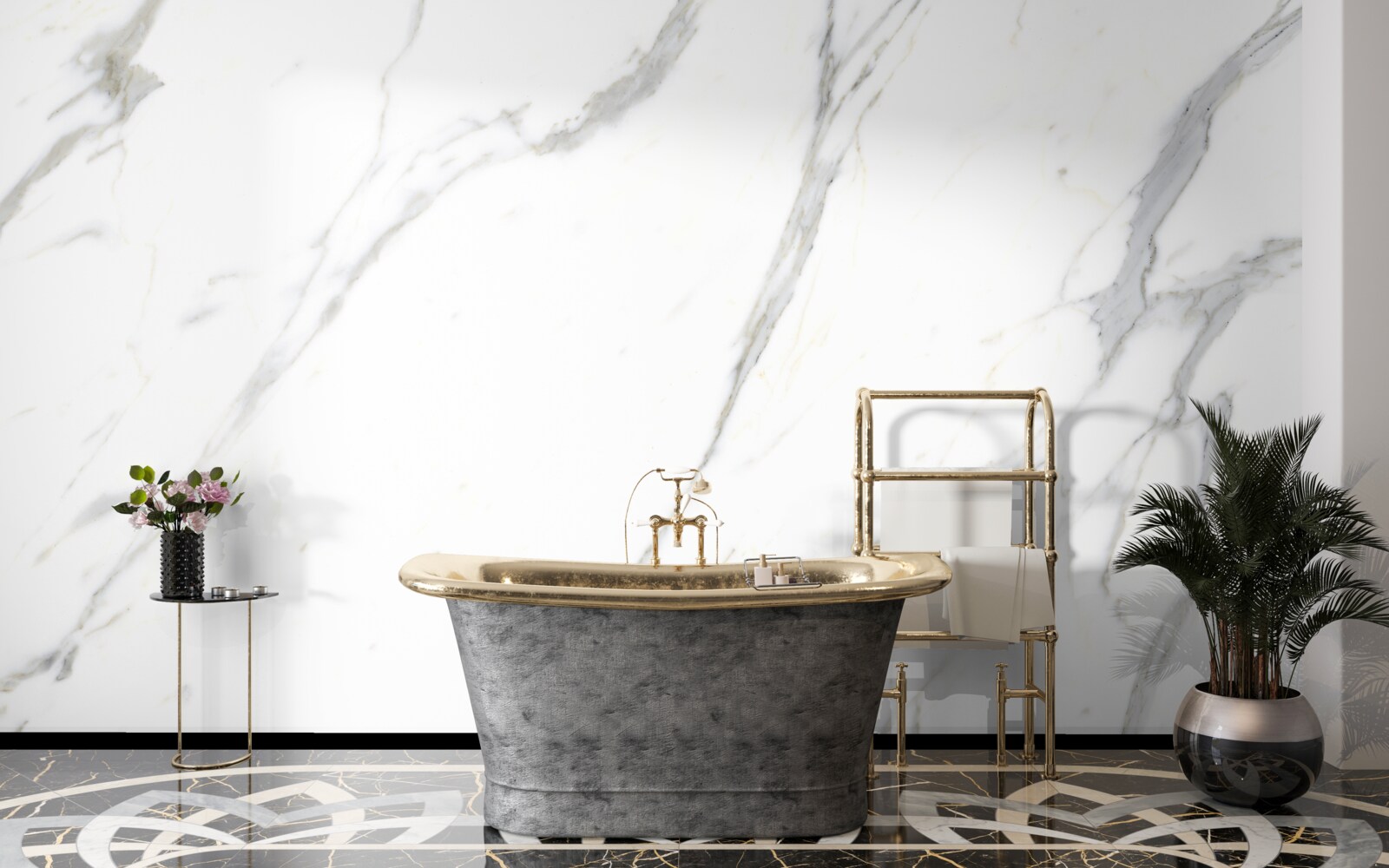 Fototapeta Snehobiely mramor a elegantne zakrivené obrysy