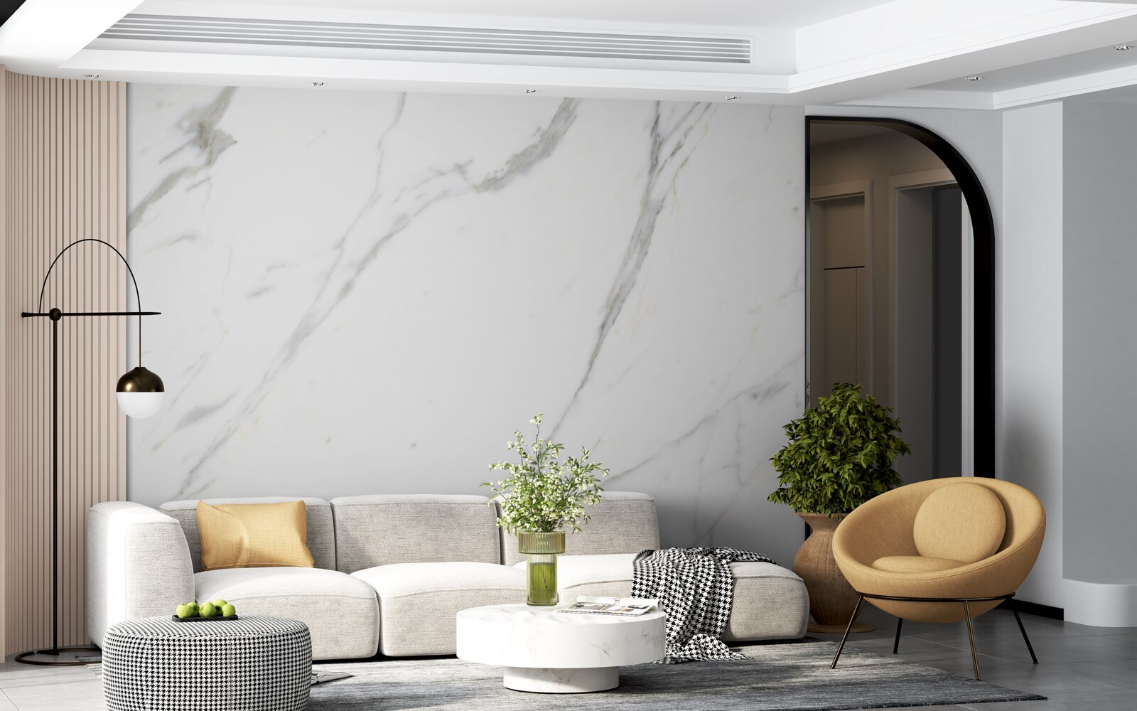 Fototapeta Snehobiely mramor a elegantne zakrivené obrysy