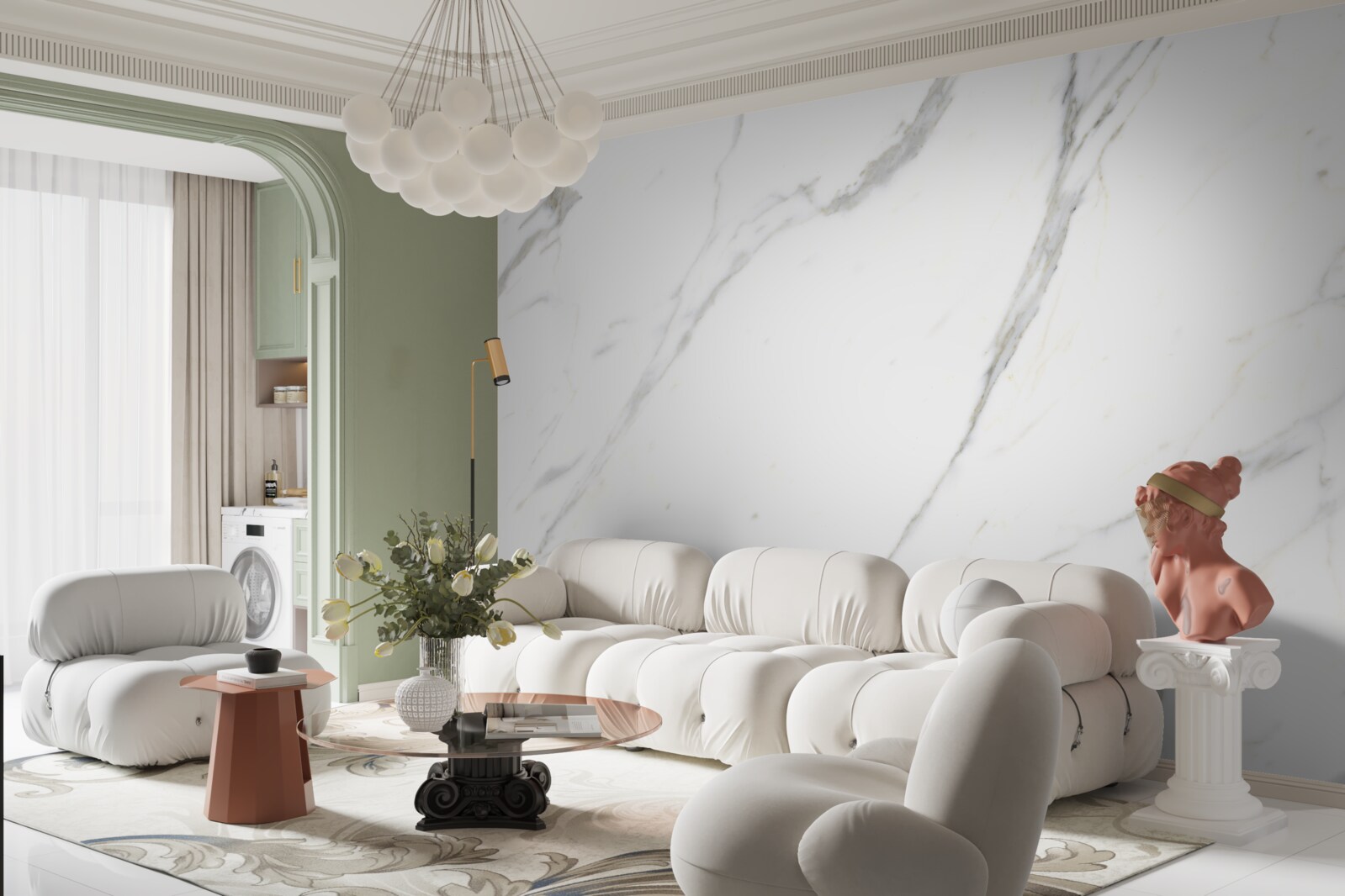 Fototapeta Snehobiely mramor a elegantne zakrivené obrysy