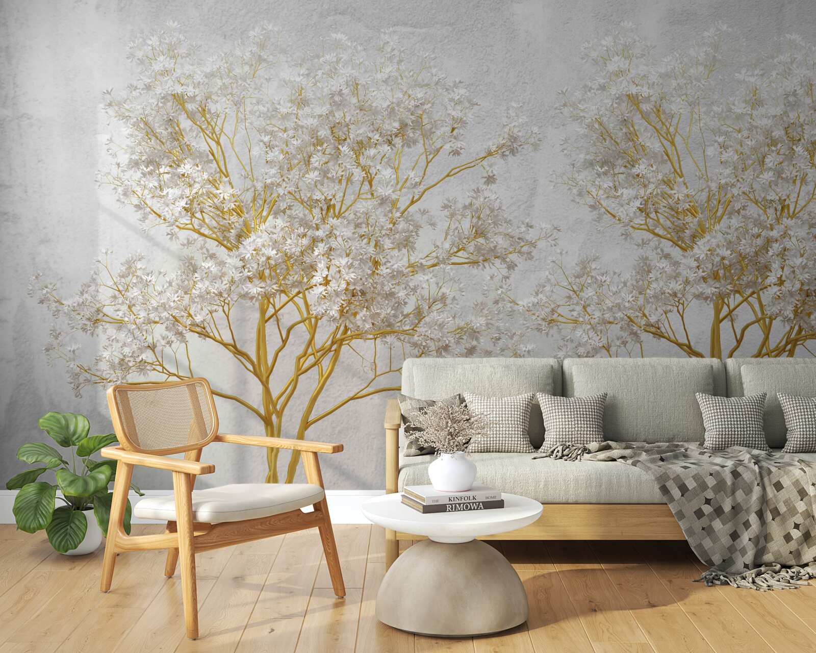 Fototapeta stromy v bielej farbe na jeseň