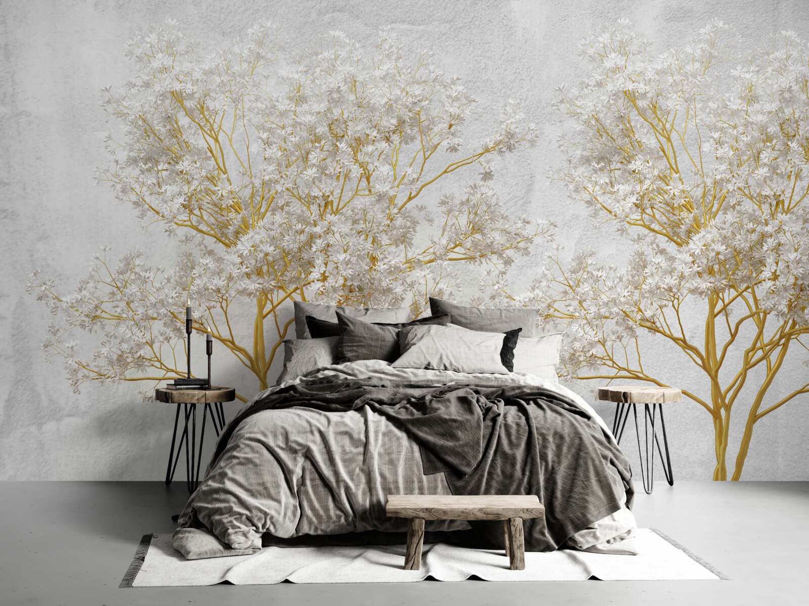 Fototapeta stromy v bielej farbe na jeseň