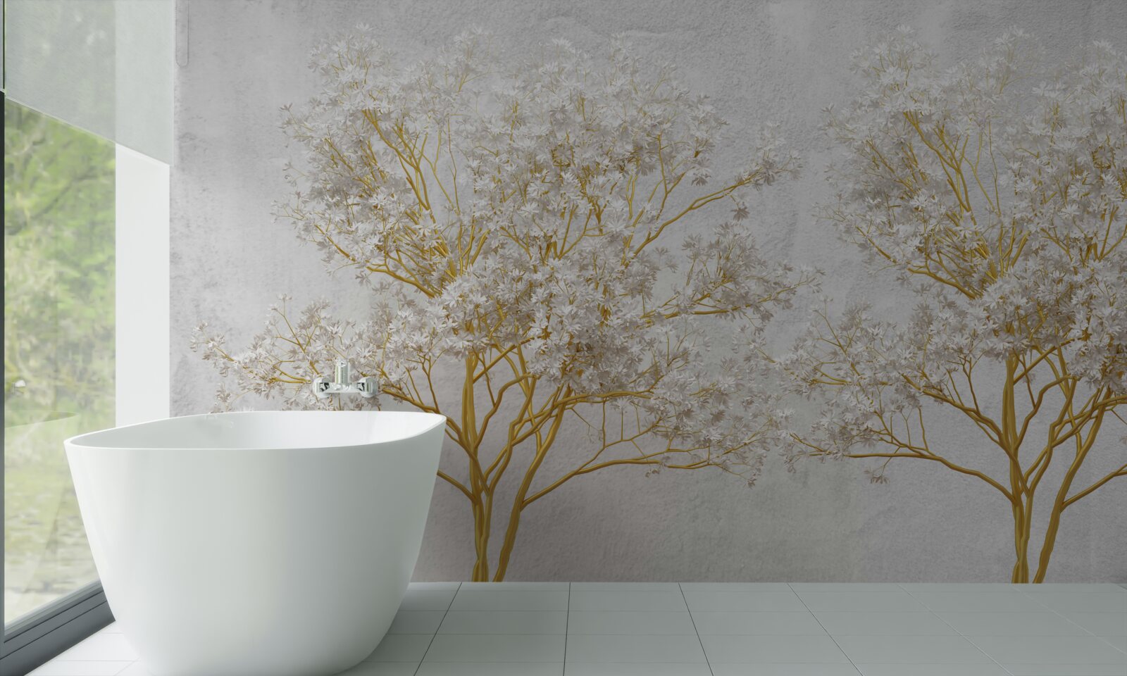 Fototapeta stromy v bielej farbe na jeseň