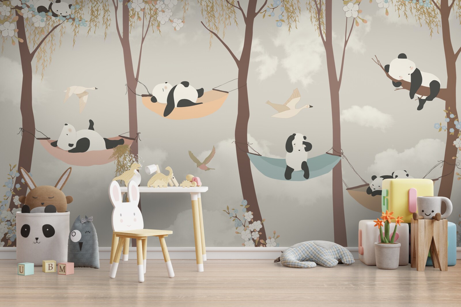 Fototapeta pandy odpočívajú na hojdacích sieťach