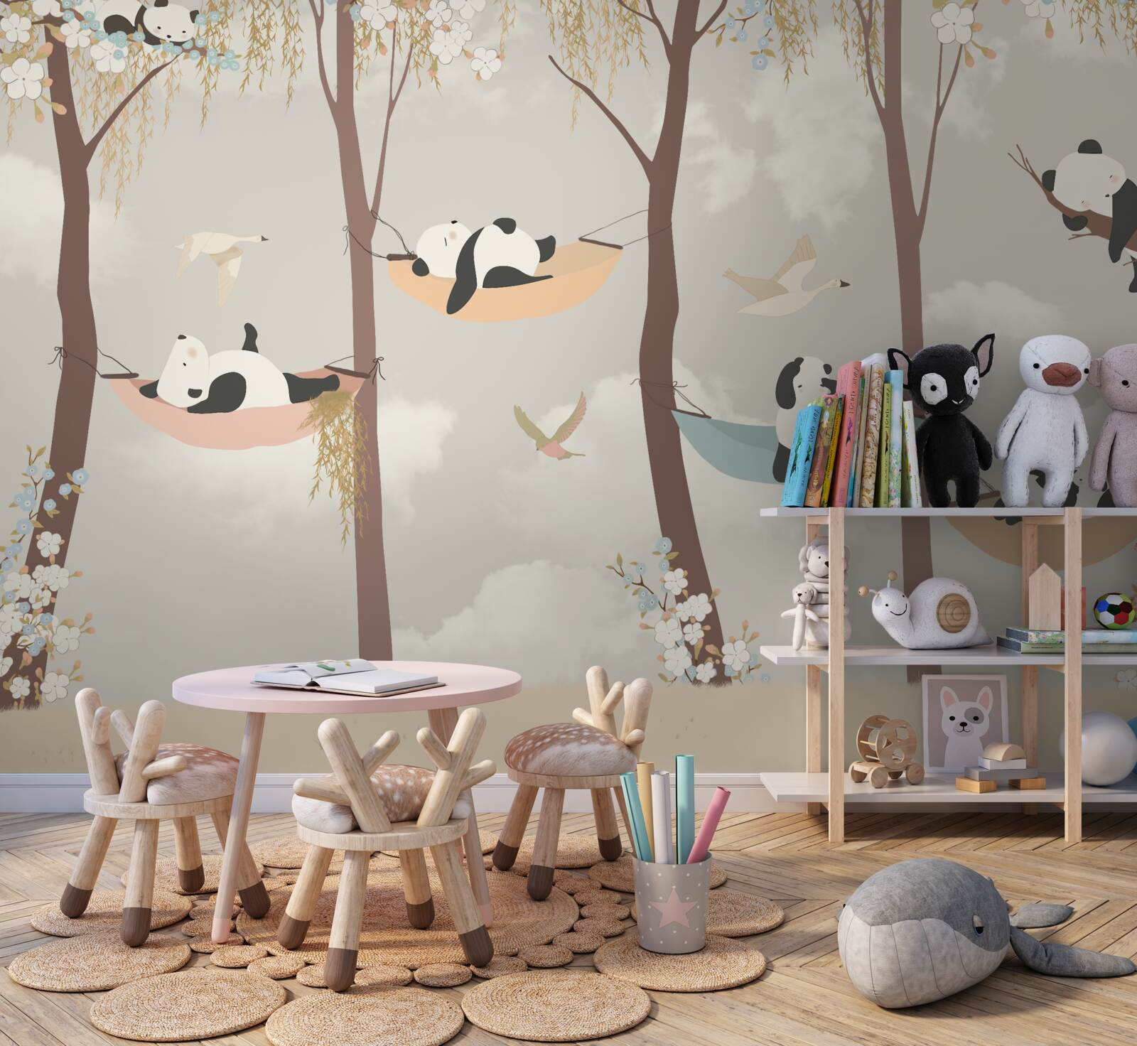 Fototapeta pandy odpočívajú na hojdacích sieťach