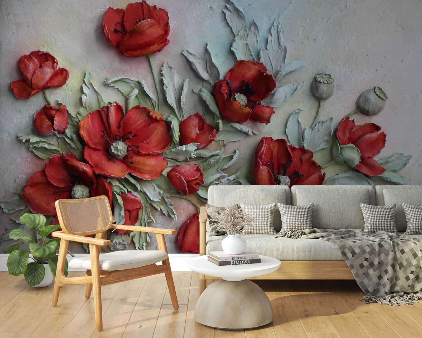 Fototapeta svetločervené maky s textúrovanou štruktúrou