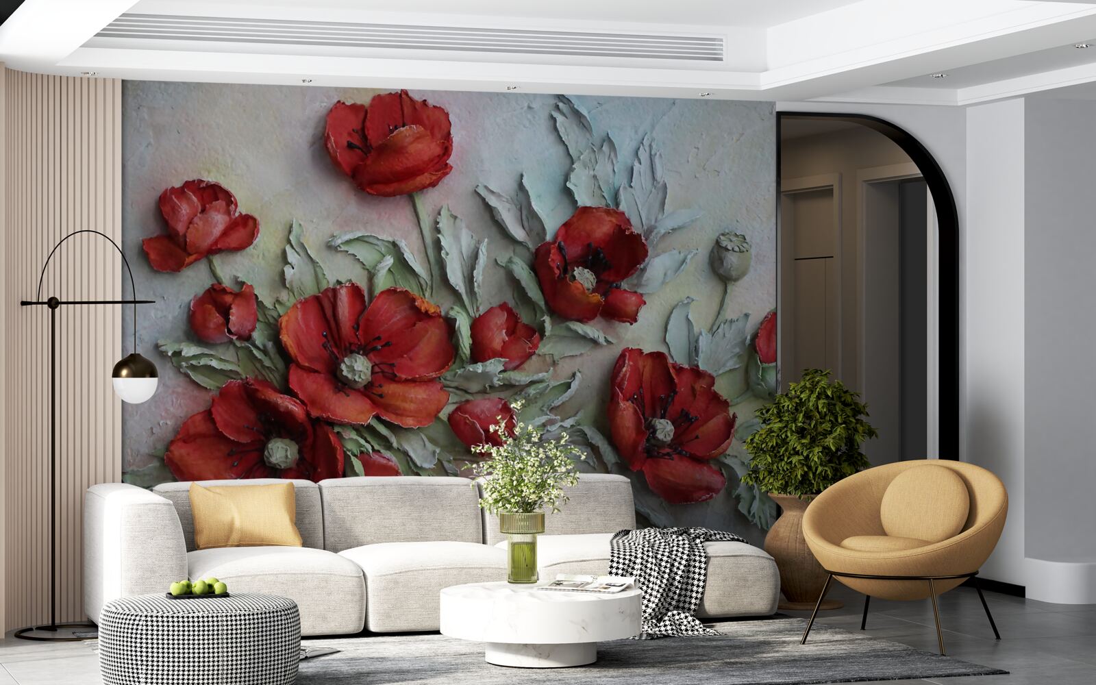 Fototapeta svetločervené maky s textúrovanou štruktúrou