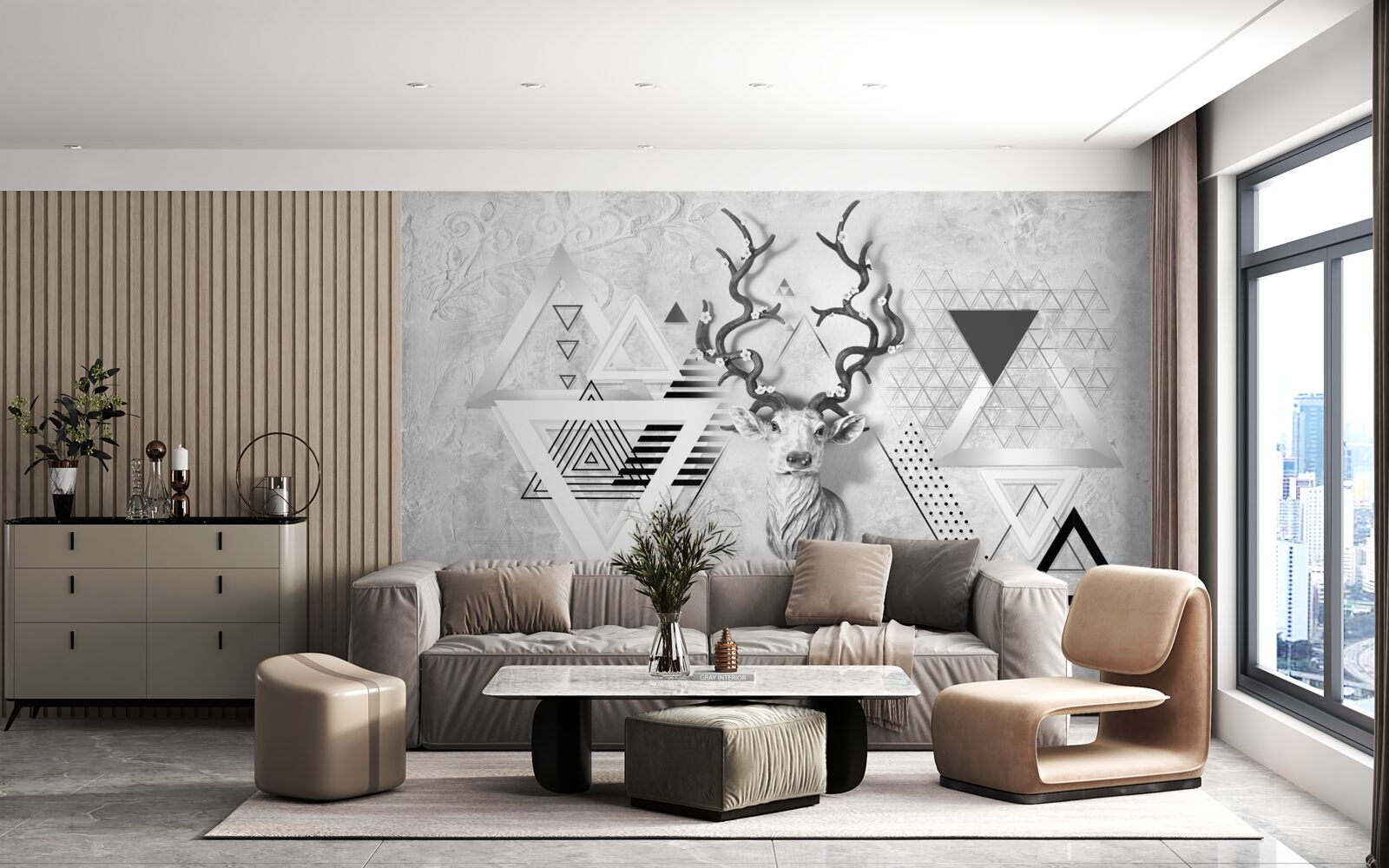 Fototapeta abstraktný geometrický obraz hrdého jeleňa