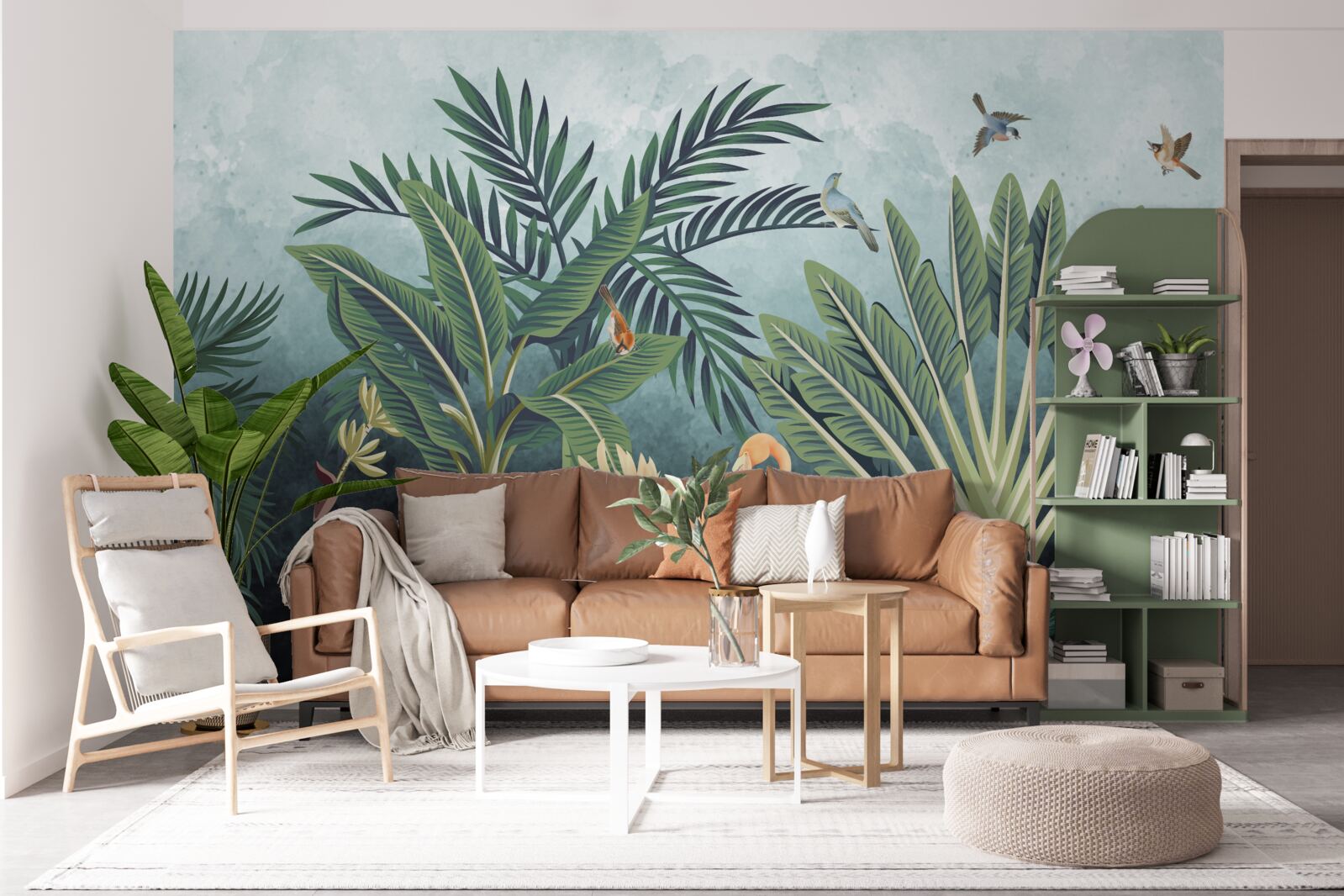 Fototapeta ružové plameniaky žiaria na vode v džungli