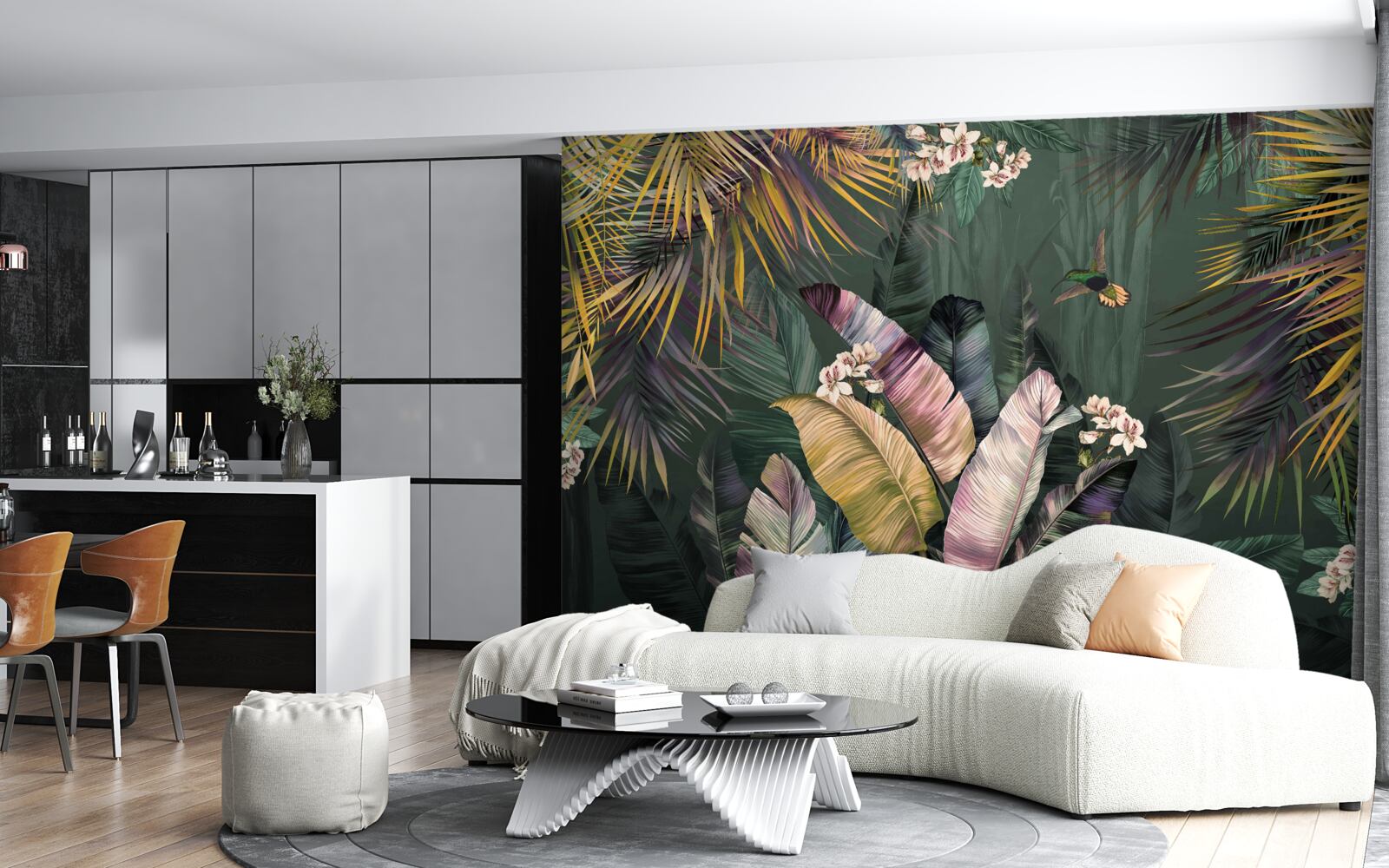 Fototapeta perie podobné rastliny v nočnom lese