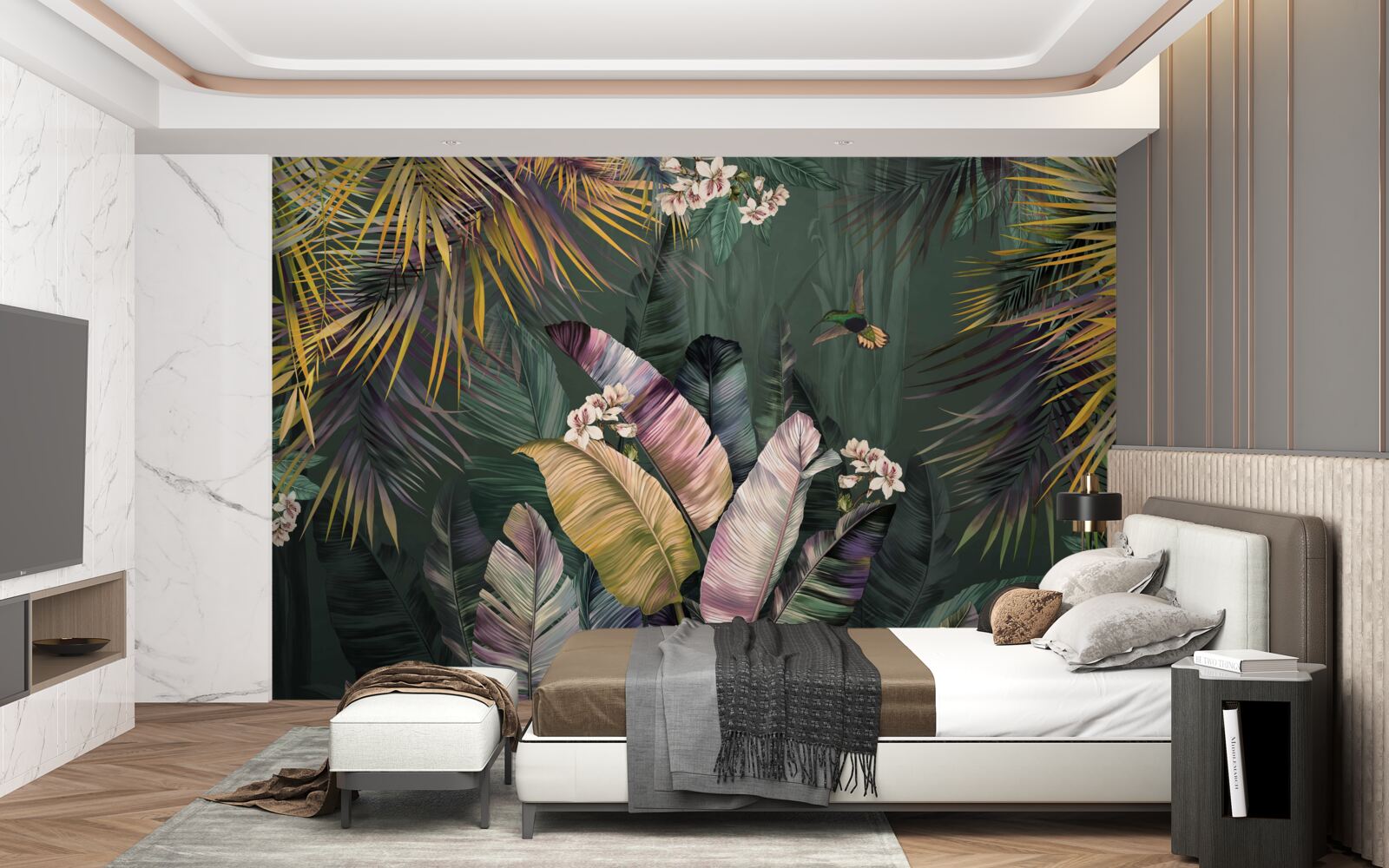 Fototapeta perie podobné rastliny v nočnom lese