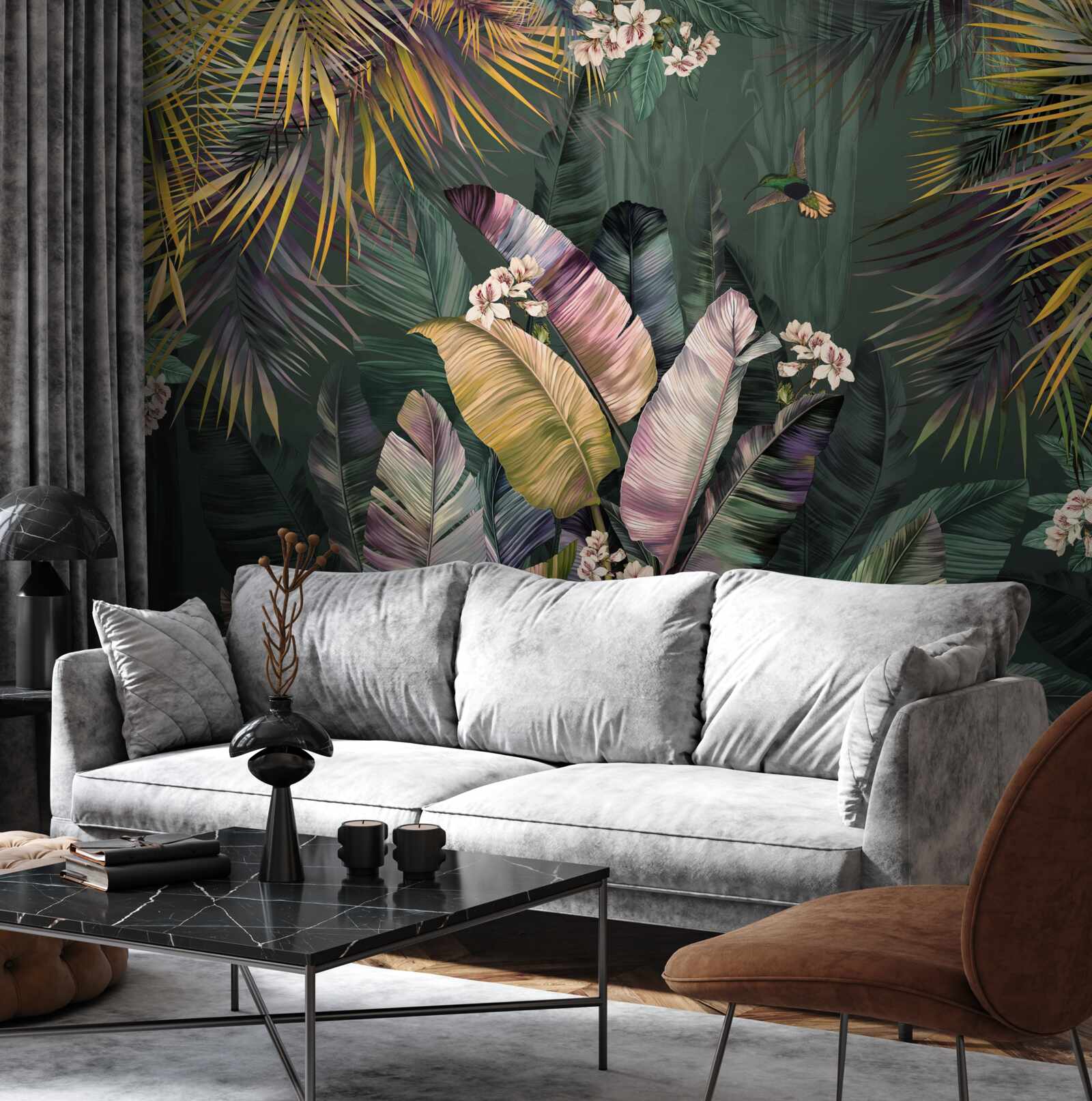 Fototapeta perie podobné rastliny v nočnom lese