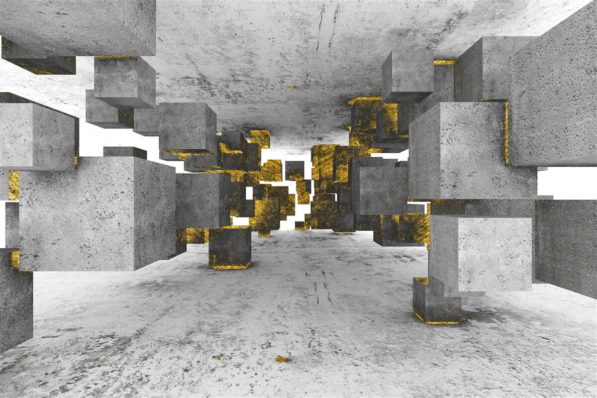 Fototapeta kocky vznášajúce sa vo vzduchu so zlatými detailmi