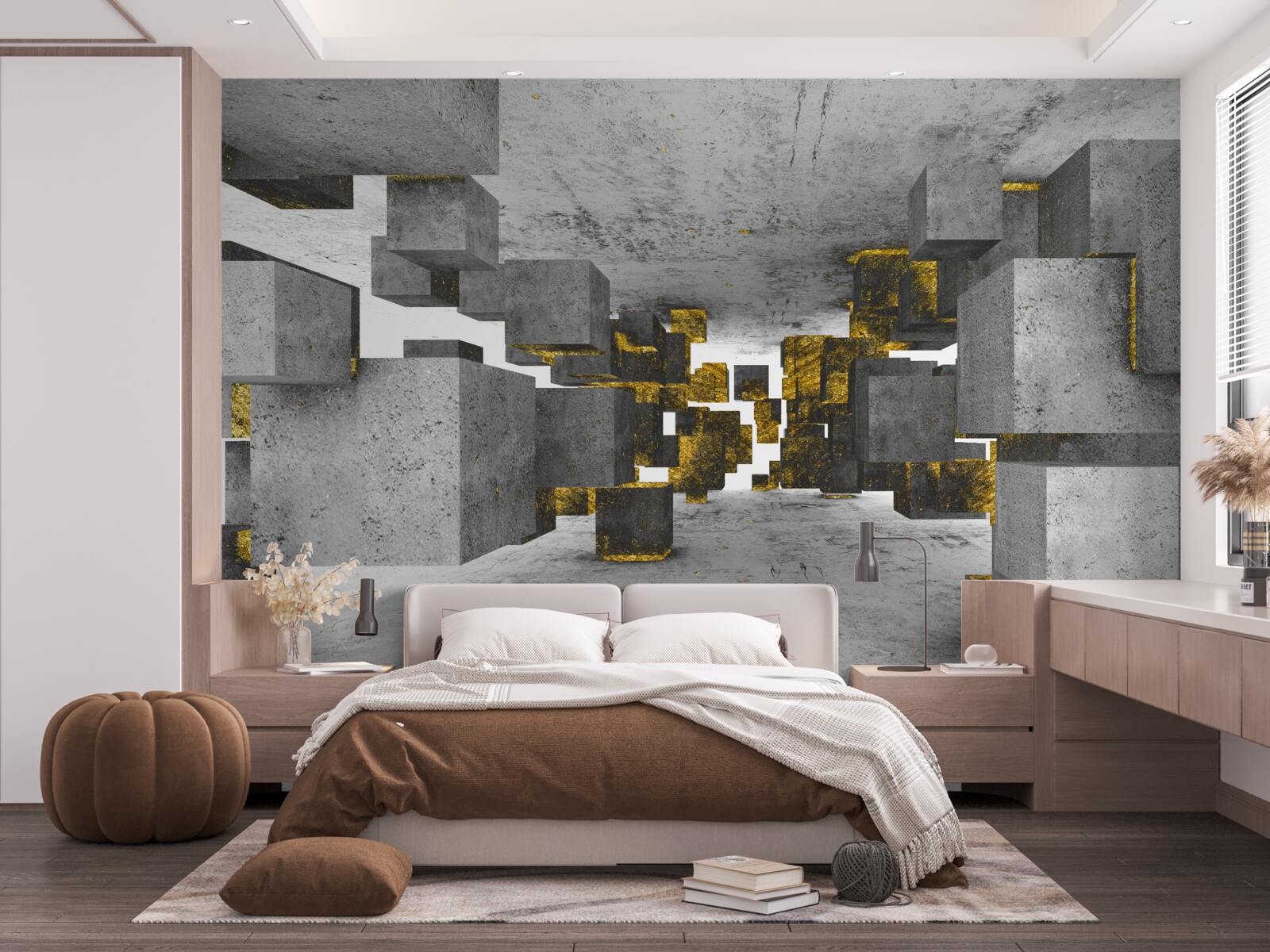 Fototapeta kocky vznášajúce sa vo vzduchu so zlatými detailmi