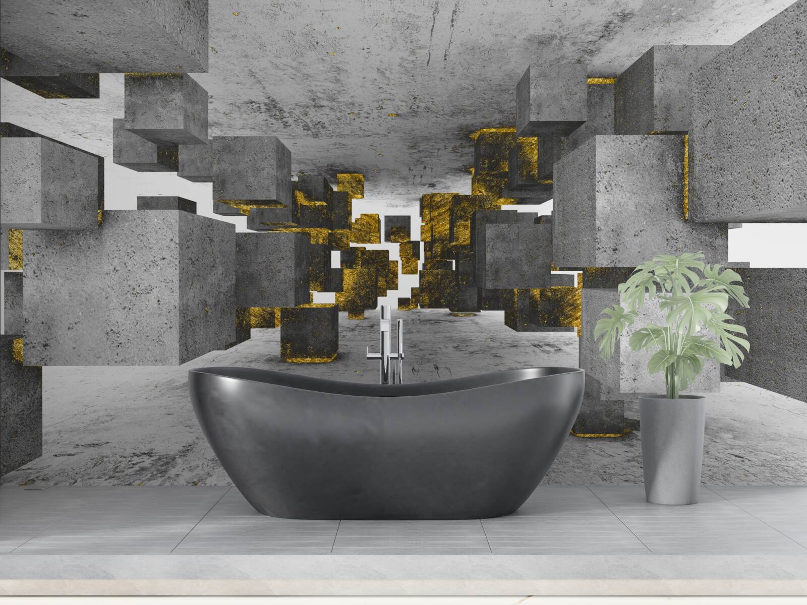 Fototapeta kocky vznášajúce sa vo vzduchu so zlatými detailmi