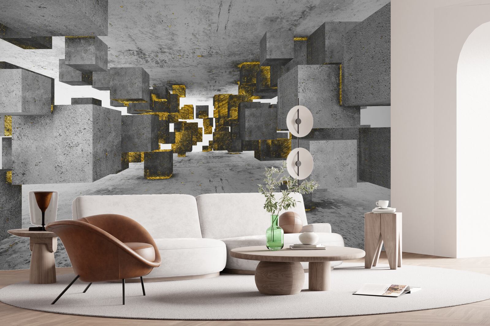 Fototapeta kocky vznášajúce sa vo vzduchu so zlatými detailmi