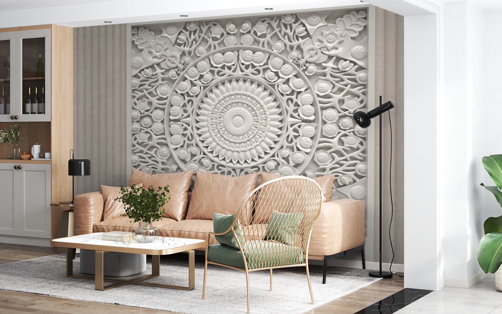 Fototapeta objemový basreliéf na sivom pozadí