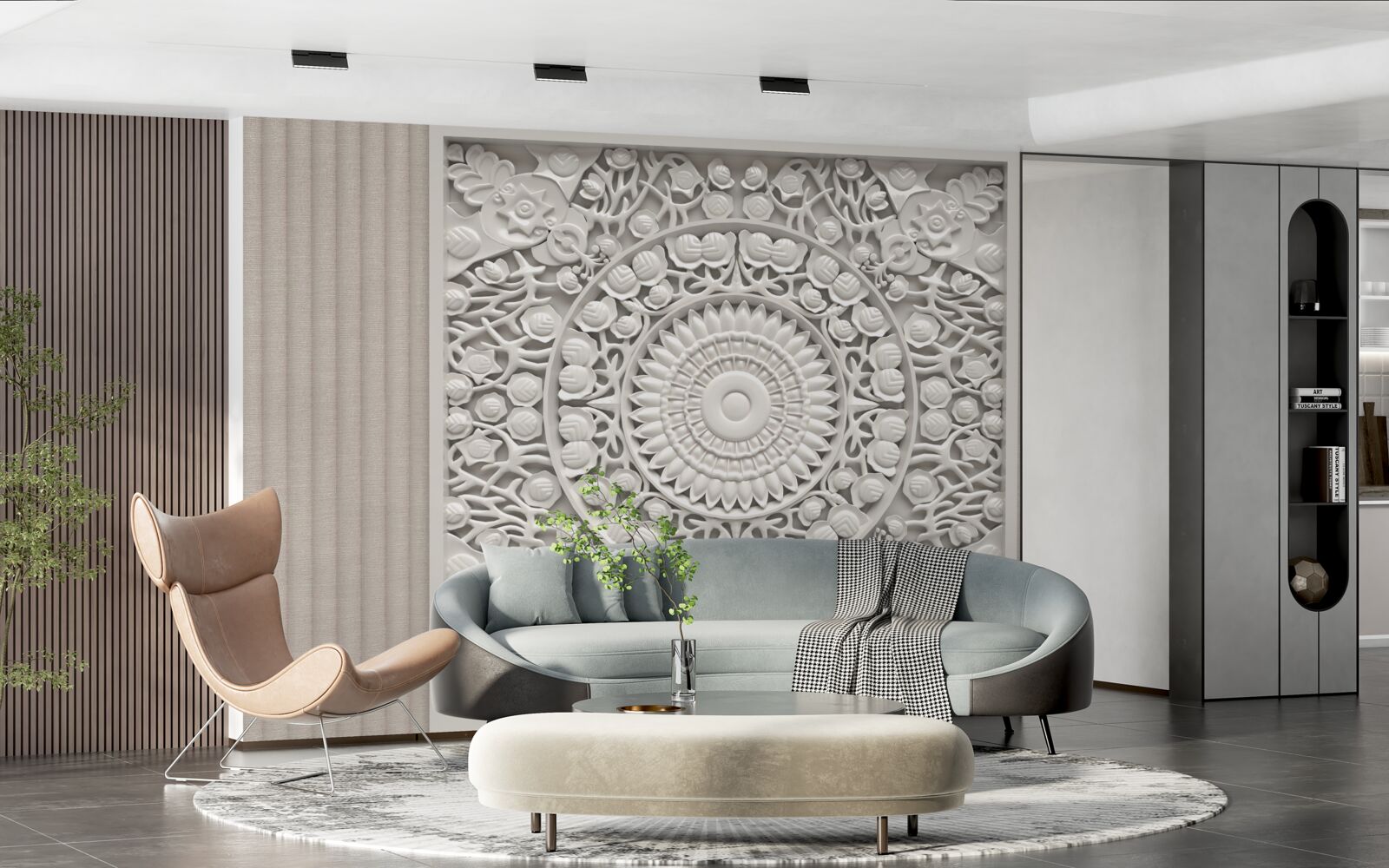 Fototapeta objemový basreliéf na sivom pozadí