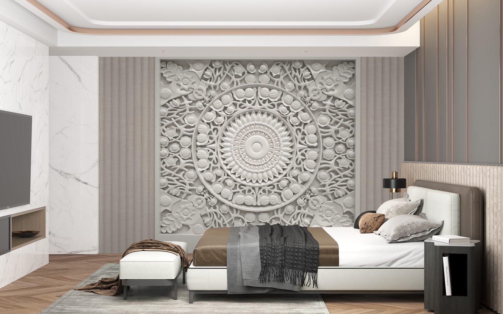 Fototapeta objemový basreliéf na sivom pozadí