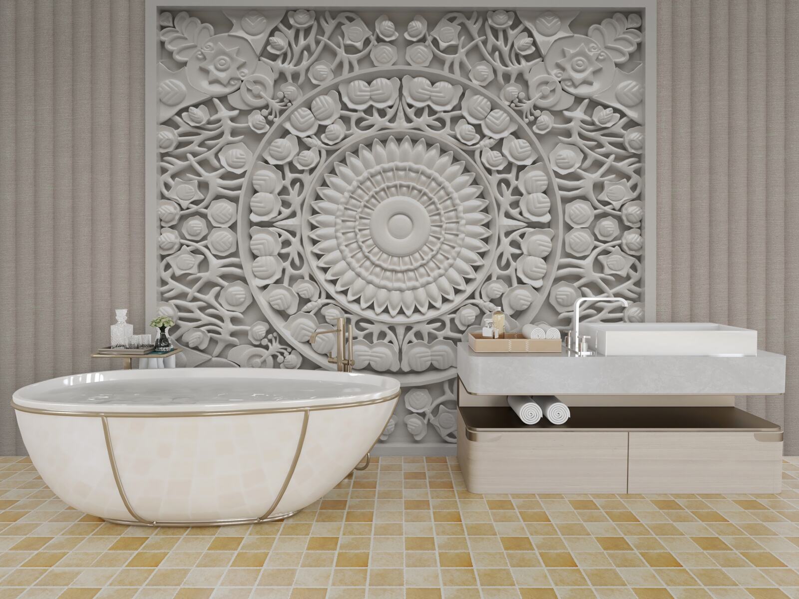 Fototapeta objemový basreliéf na sivom pozadí